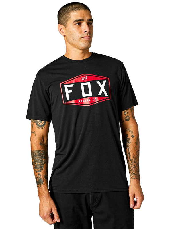 Fotografie Fox Emblem Tech black pánské triko s krátkým rukávem - černá