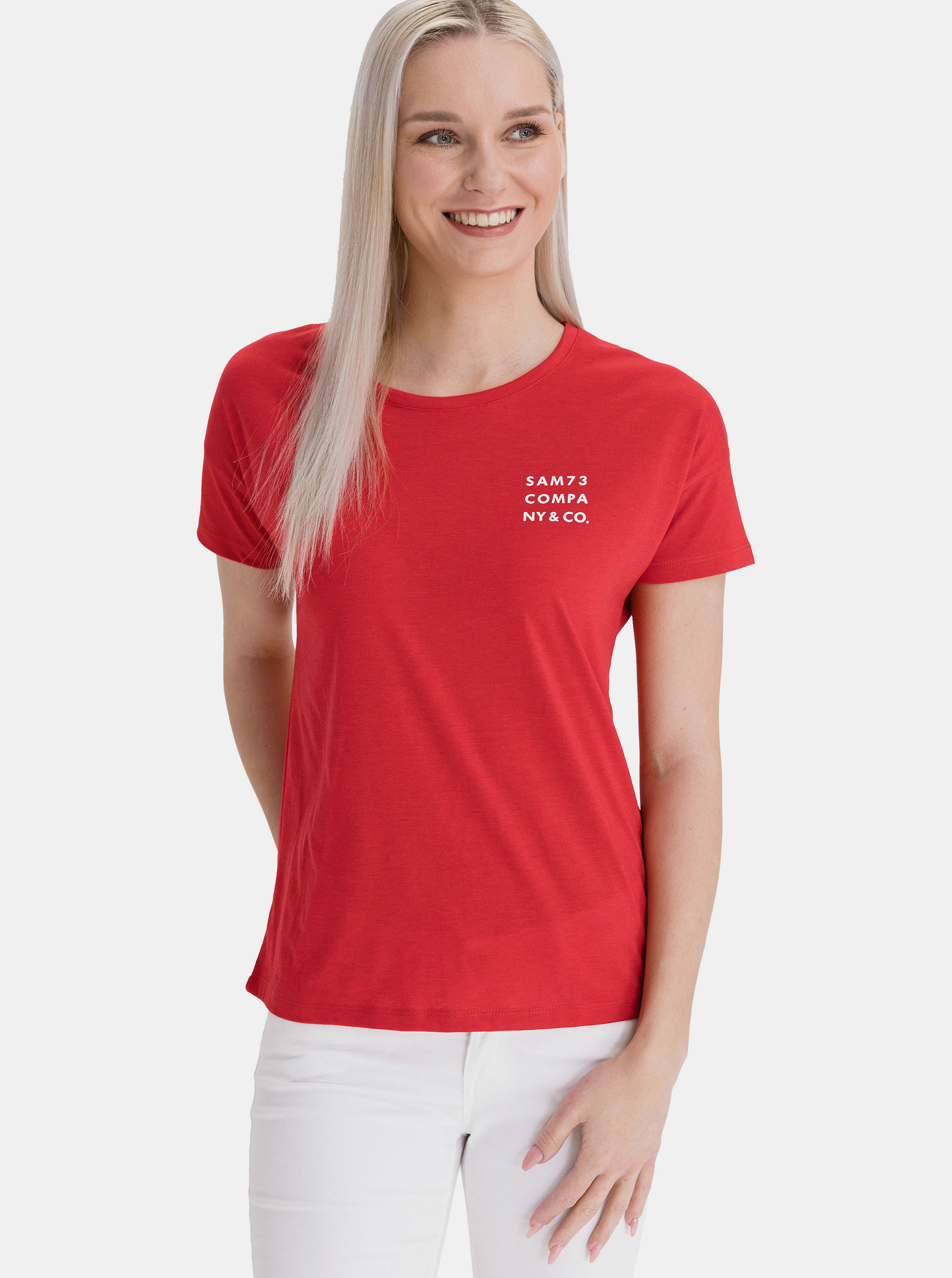 Fotografie Červené dámské tričko s potiskem SAM 73