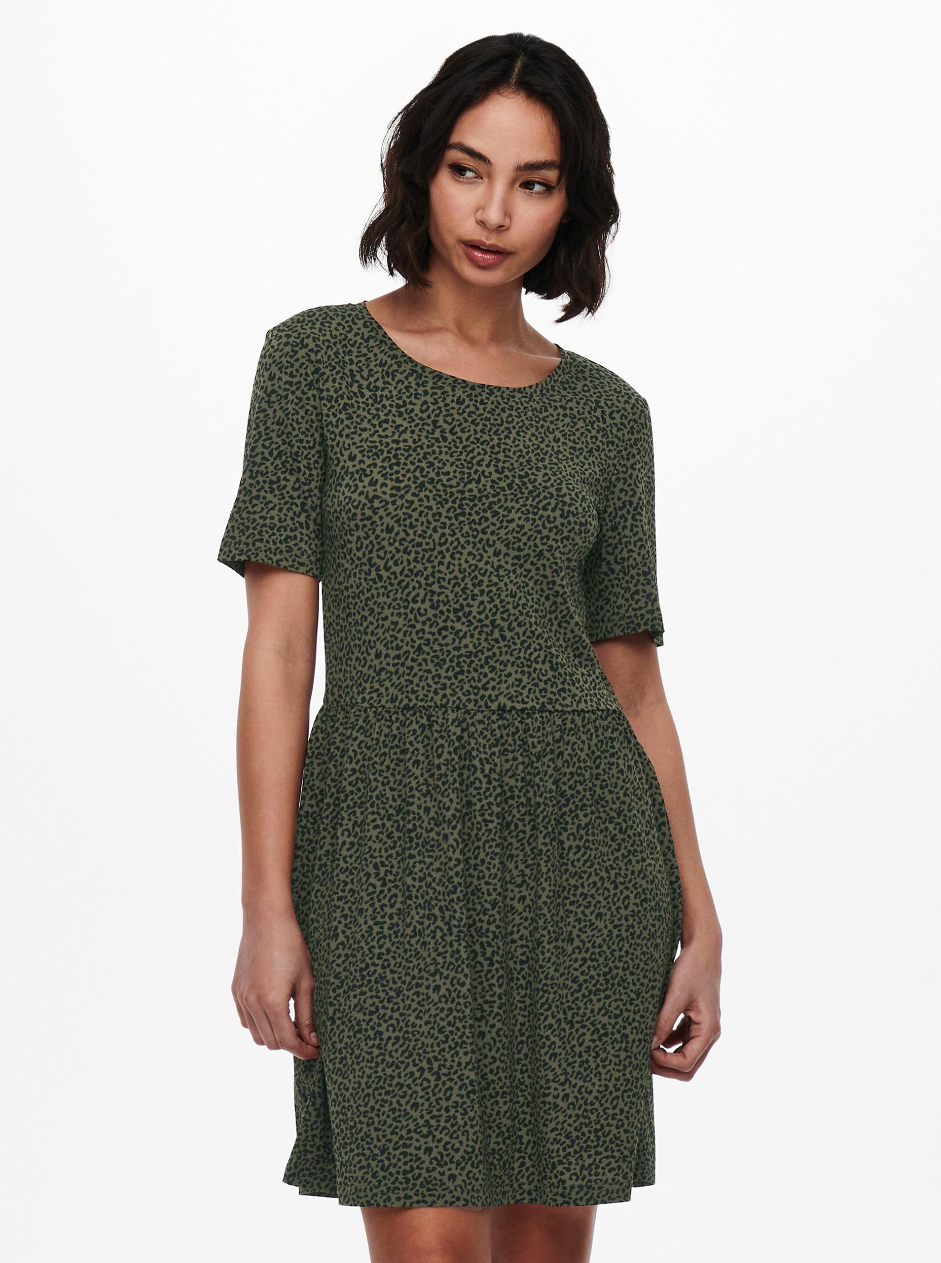 Fotografie Tmavě zelené vzorované šaty Jacqueline de Yong Kirkby