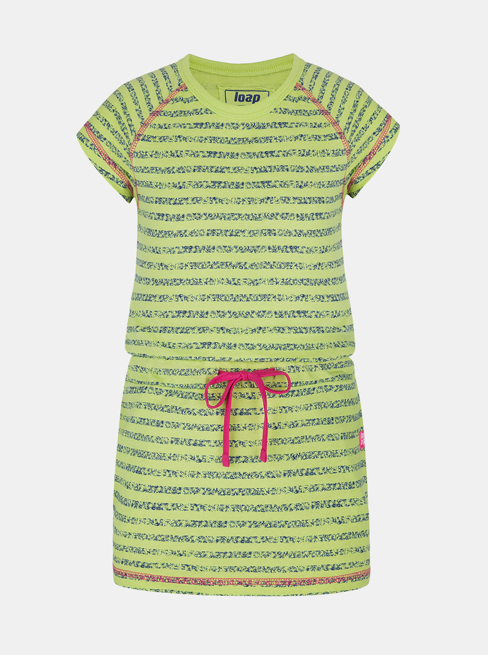 Fotografie Zelené holčičí pruhované šaty se zavazováním LOAP