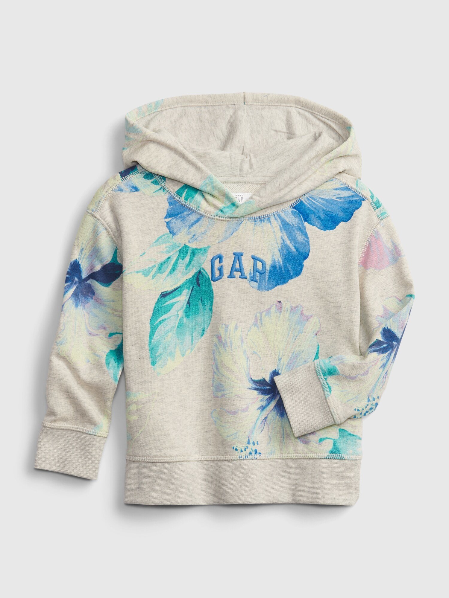 Fotografie Béžová klučičí dětská mikina GAP Logo floral hoodie