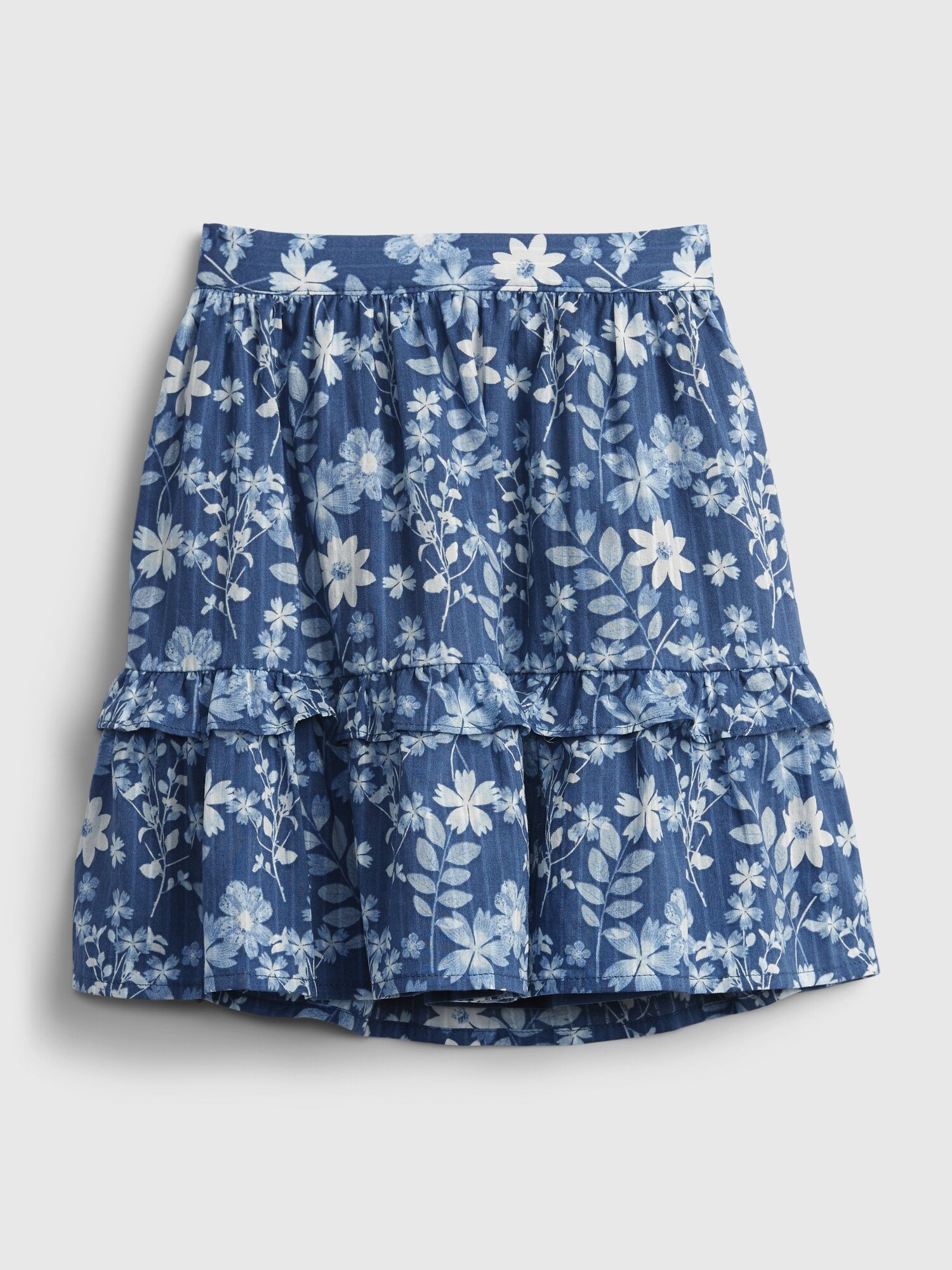 Fotografie Modrá holčičí dětská sukně floral midi skirt