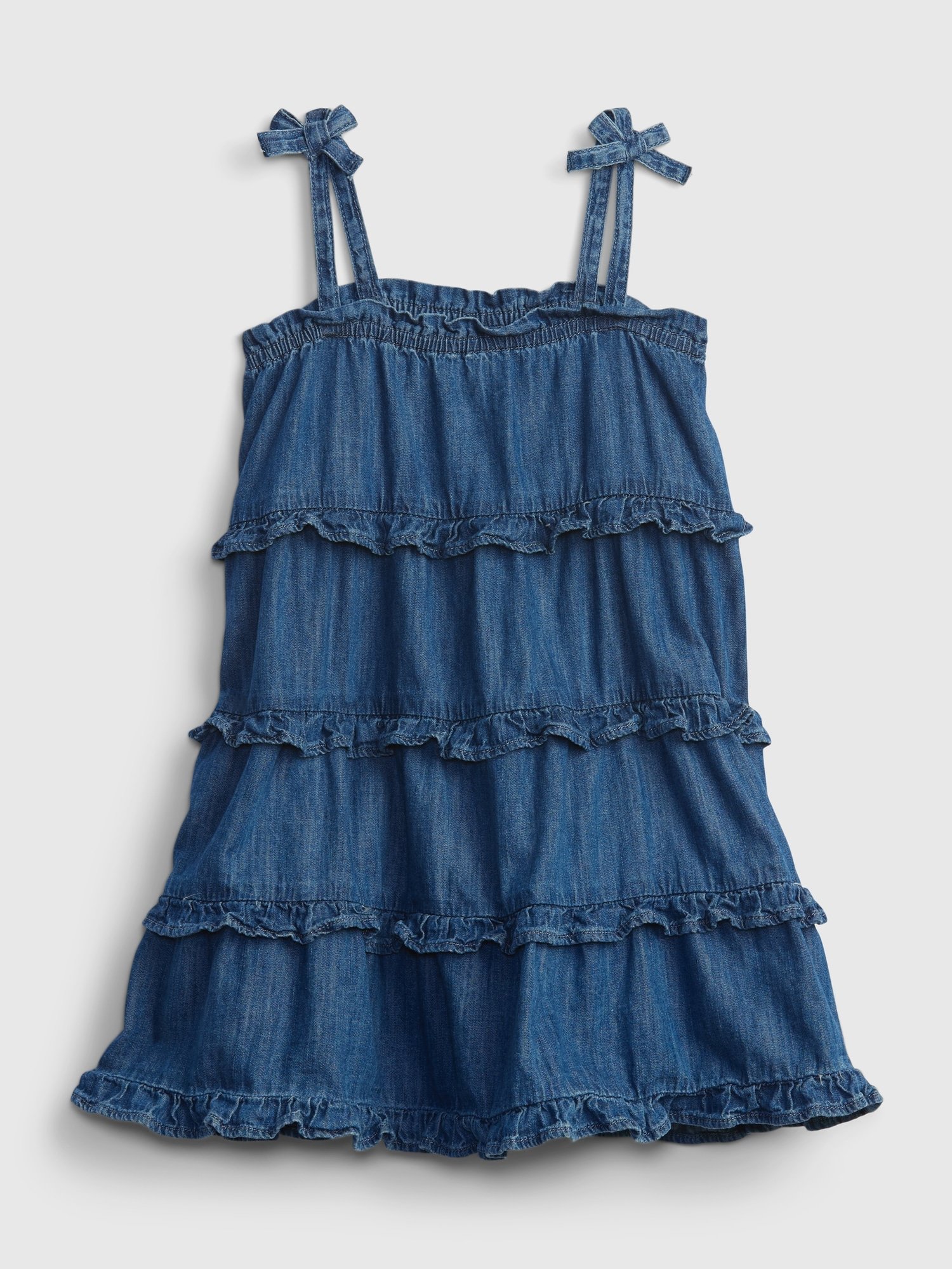 Fotografie Modré holčičí dětské šaty denim tiered dress