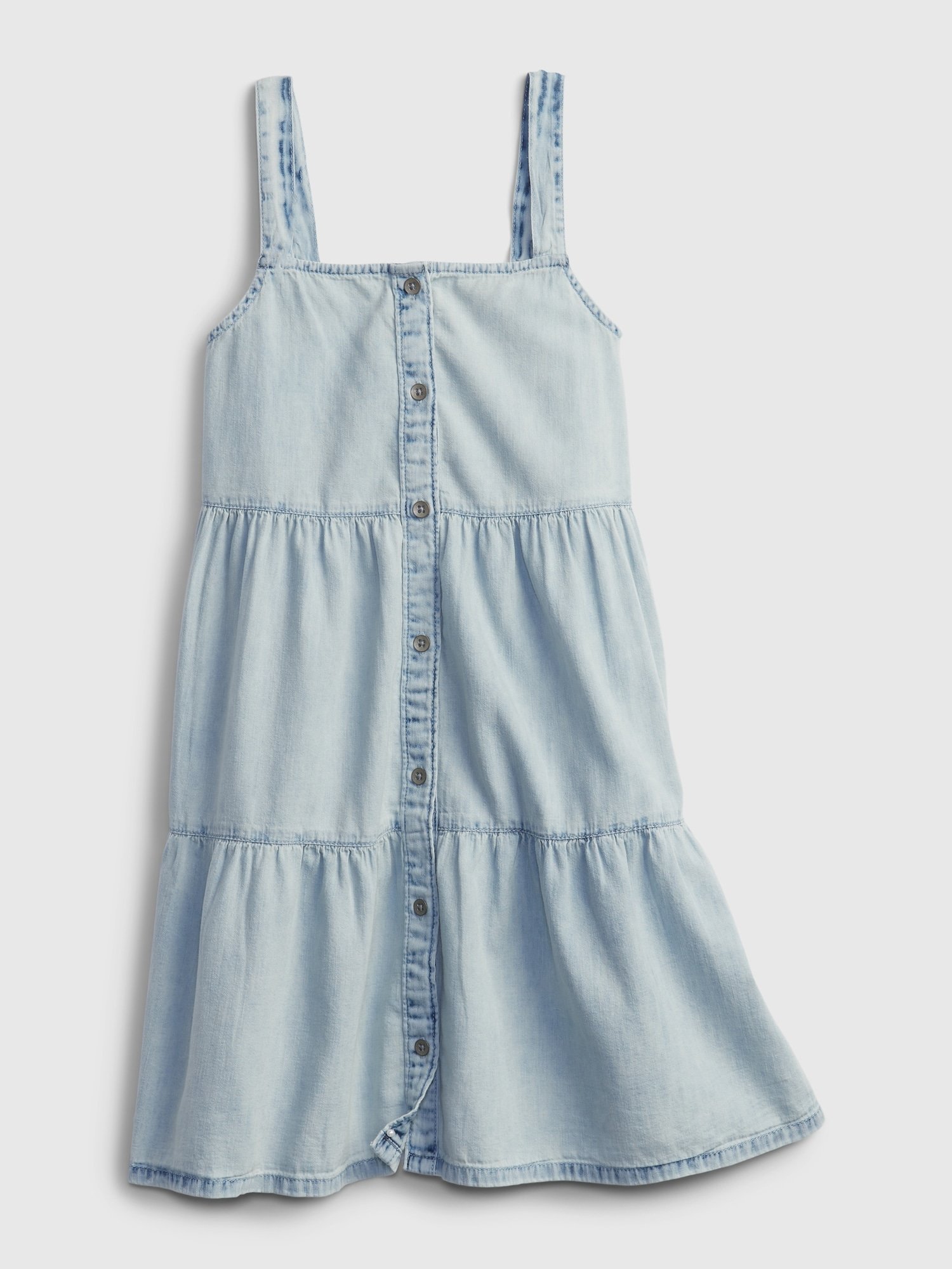 Fotografie Modré holčičí dětské šaty denim tiered dress