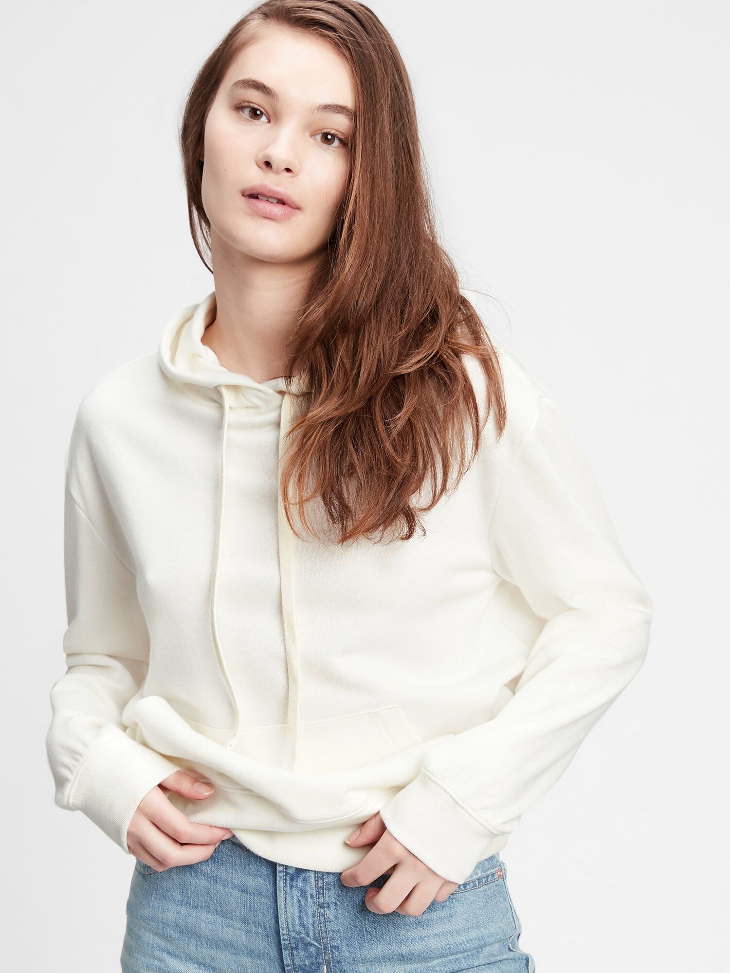 Fotografie Bílá dámská mikina fleece hoodie