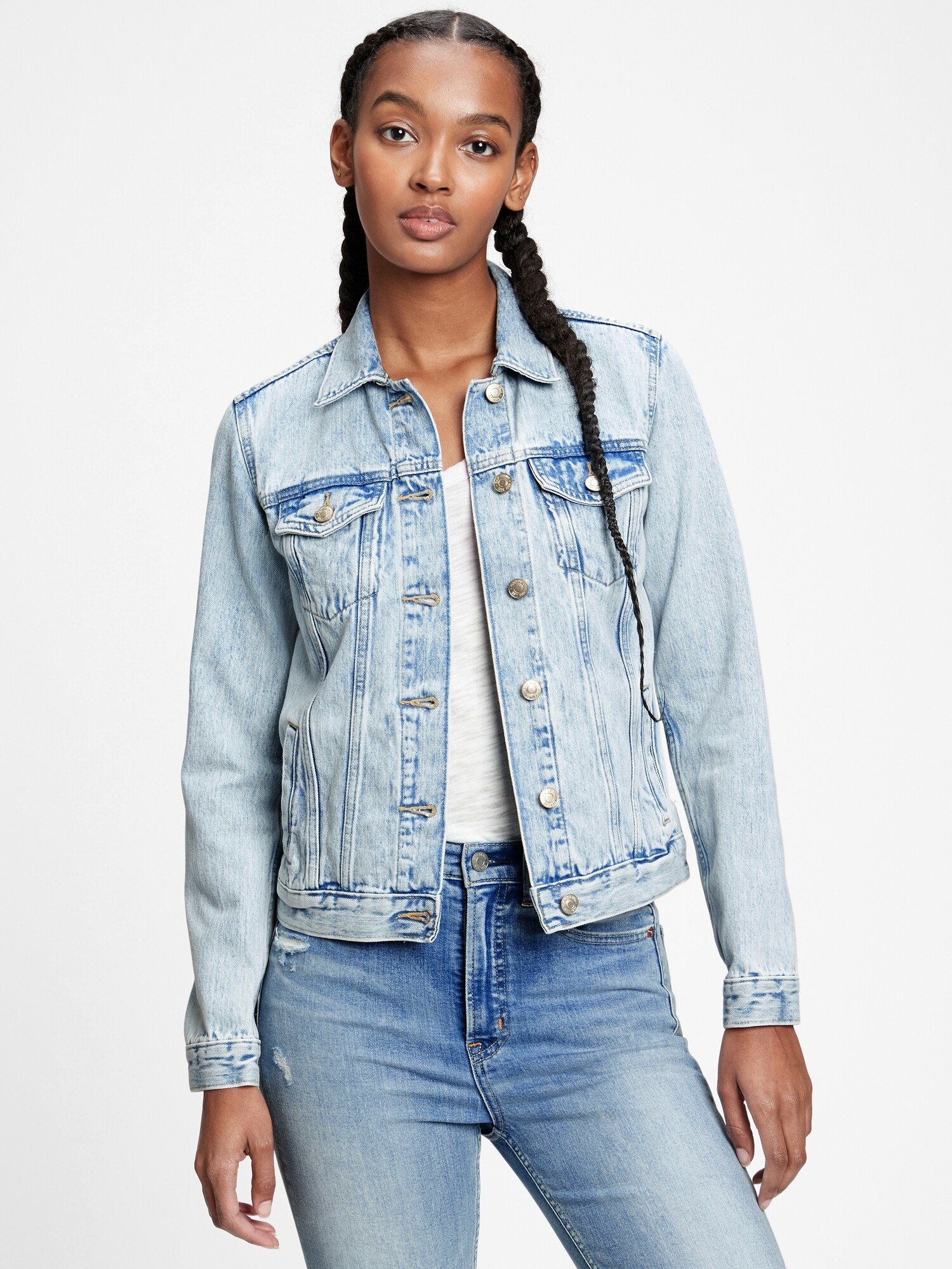 Fotografie Modrá dámská džínová bunda icon denim jacket