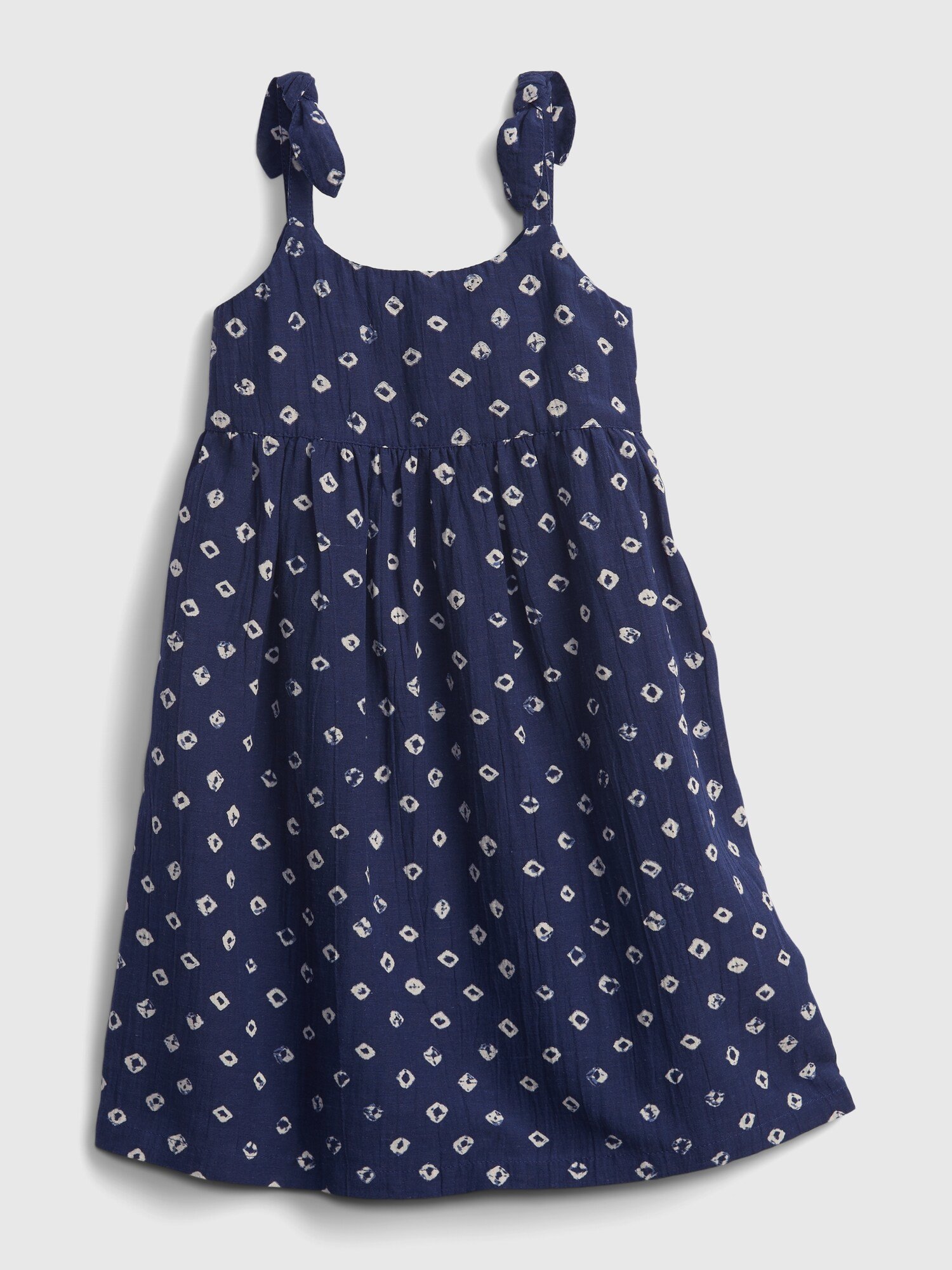 Fotografie Modré holčičí dětské šaty sleevless knot strap dress