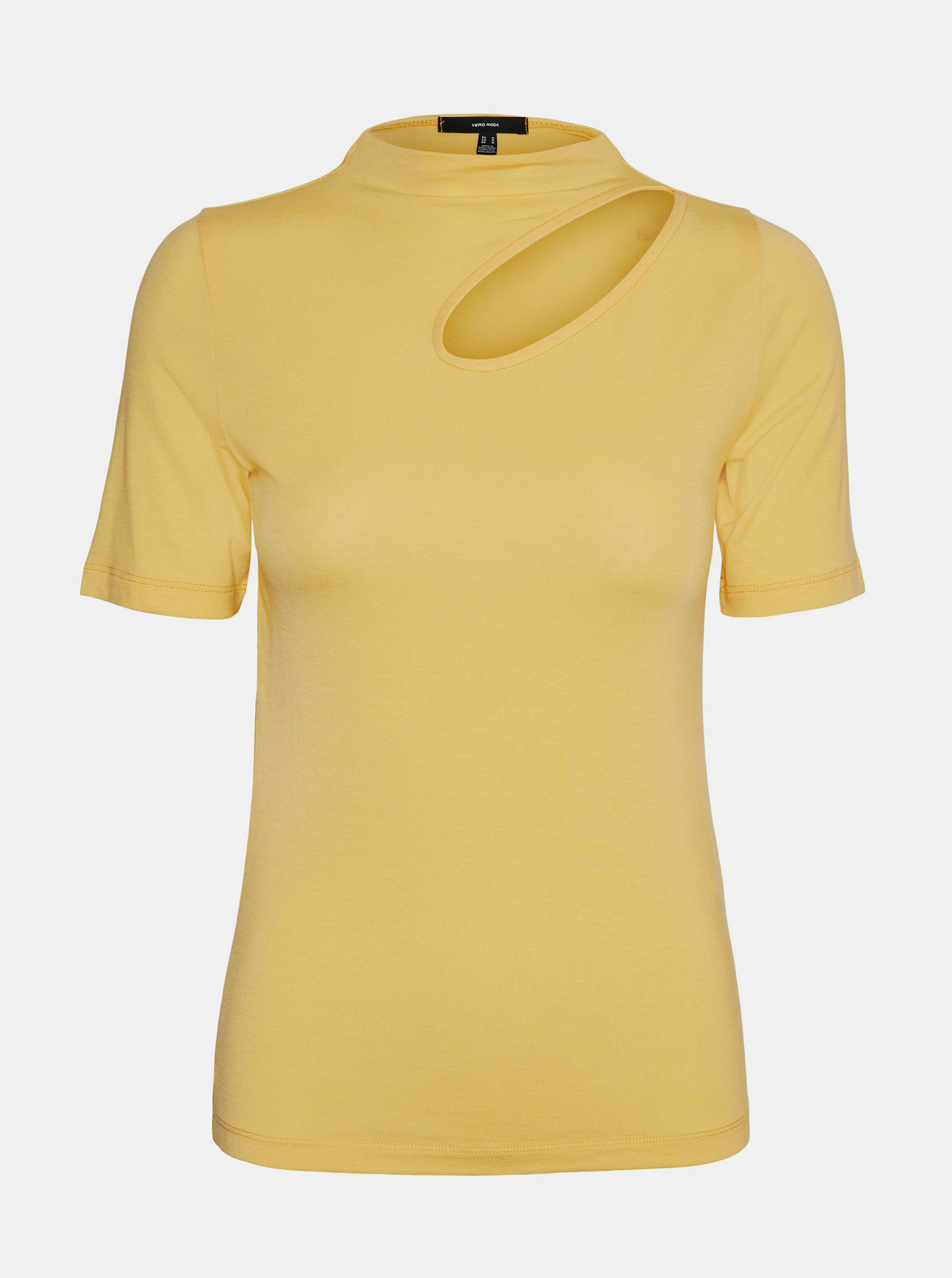 Fotografie Žluté tričko s průstřihem VERO MODA Glow