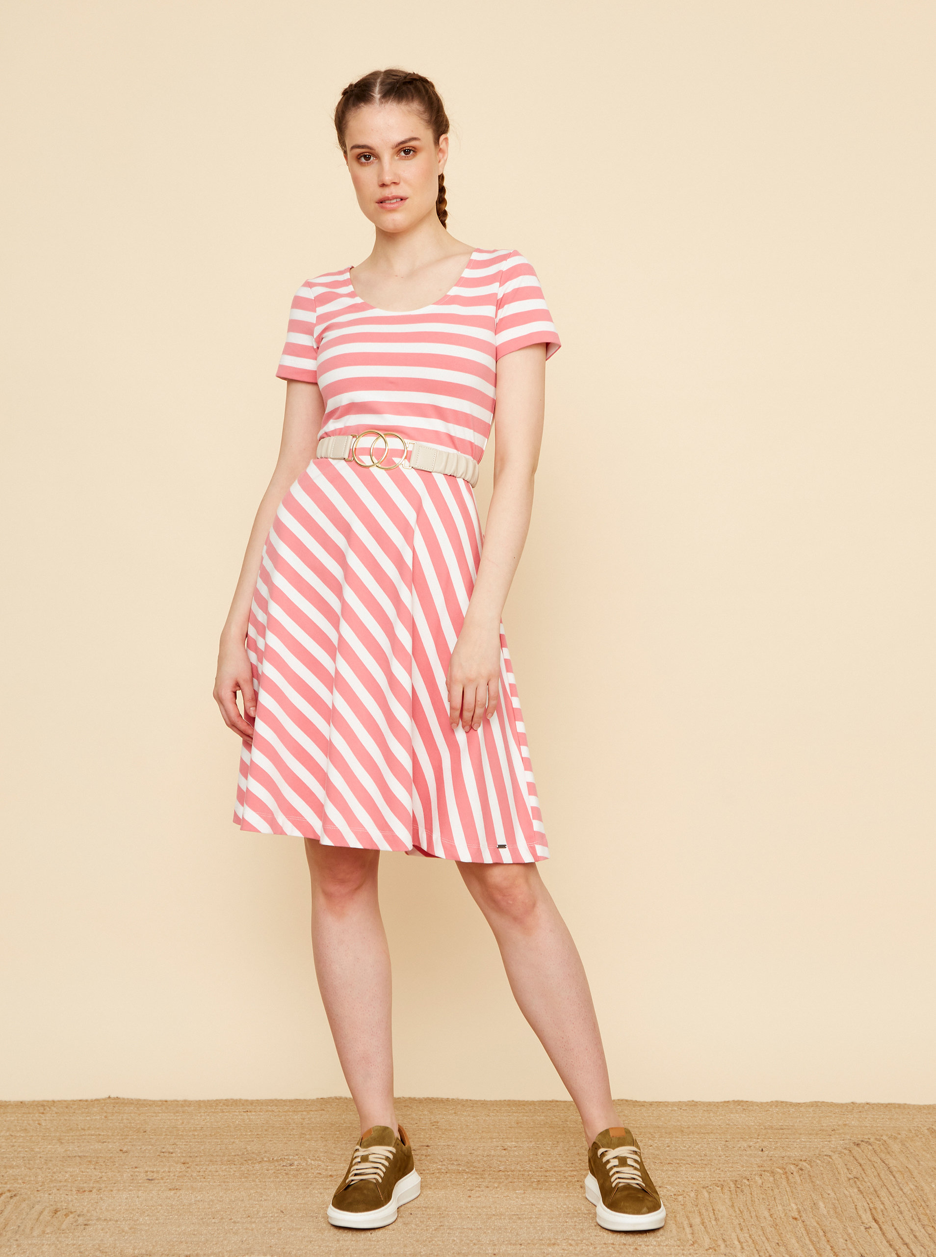 Fotografie Bílo-růžové pruhované šaty ZOOT Jesica