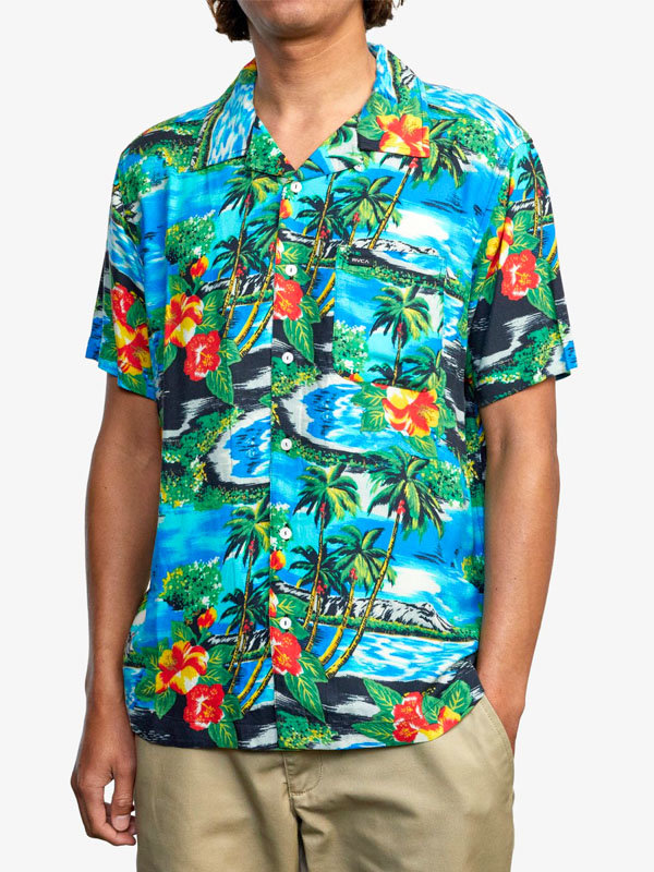 RVCA KAWELA Floral košile pro muže krátký rukáv - barevné