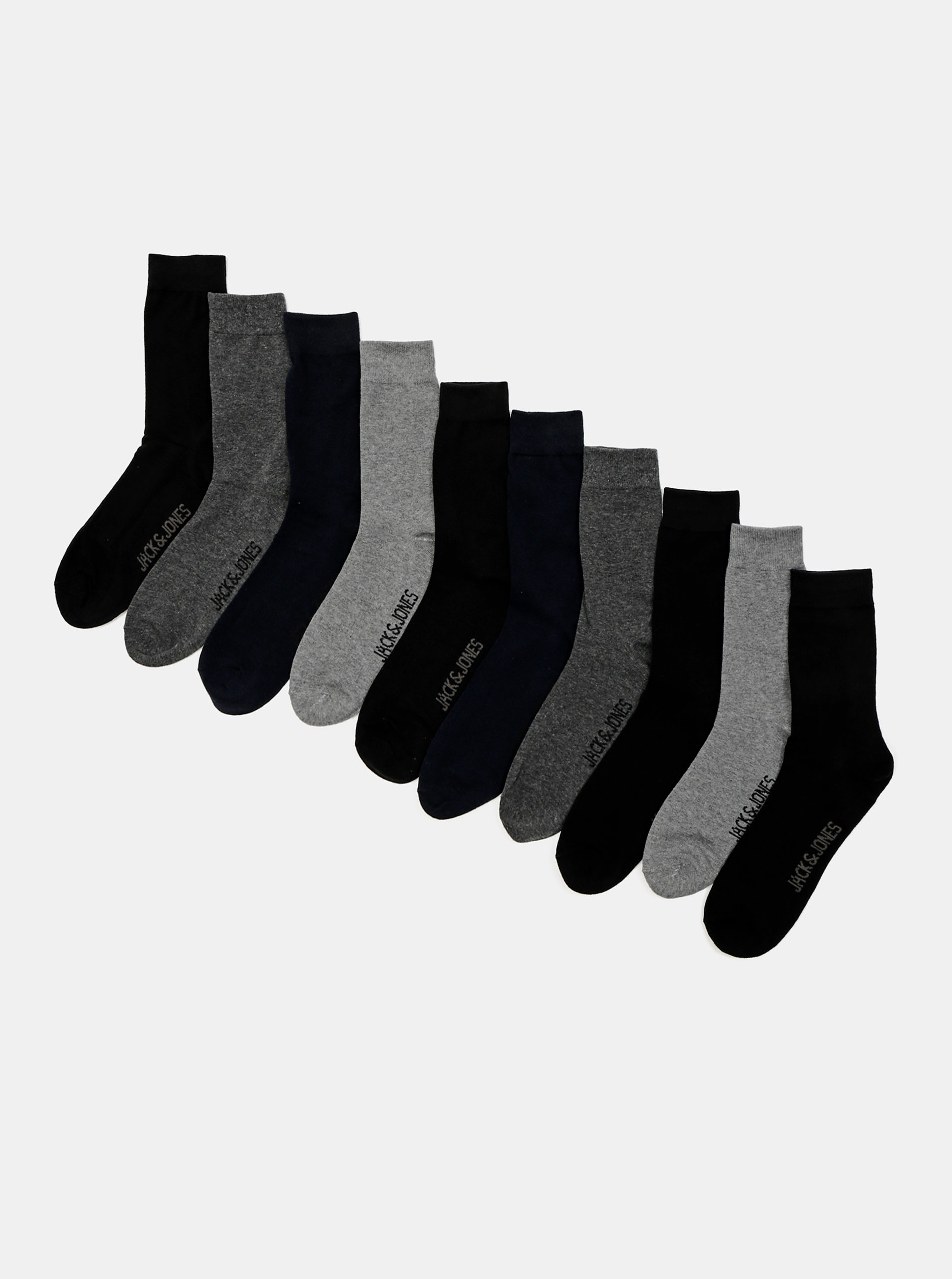 Fotografie Sada pěti párů ponožek v černé a šedé barvě Jack & Jones Jens