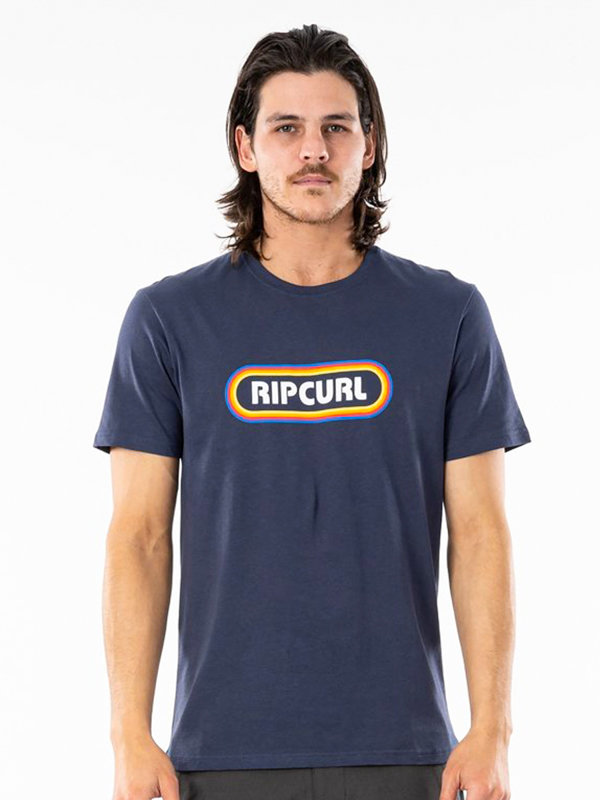 Fotografie Rip Curl SURF REVIVAL HEY MUM NAVY pánské triko s krátkým rukávem - modrá