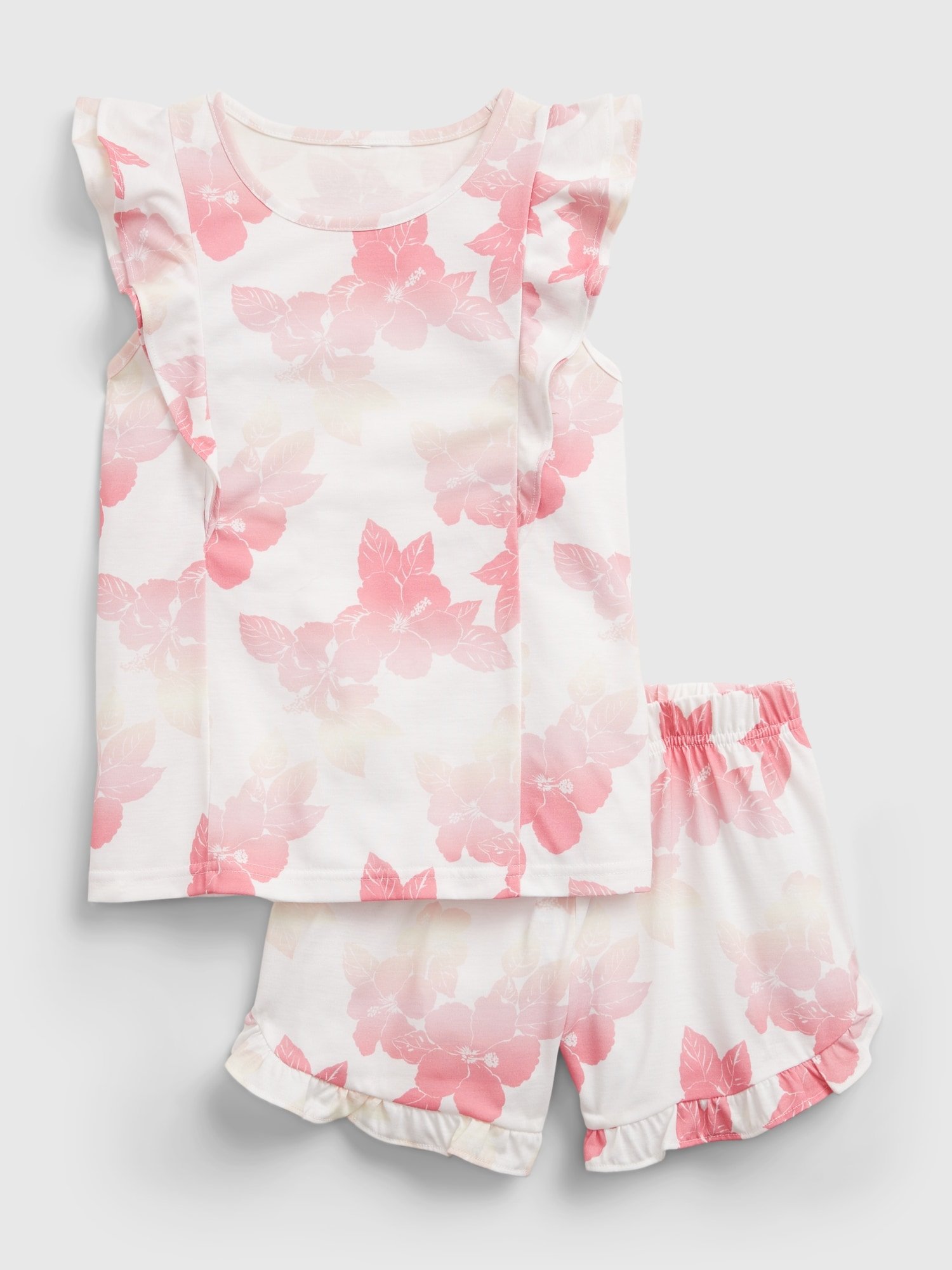 Fotografie Bílé holčičí dětské pyžamo 100% recycled floral flutter pj set