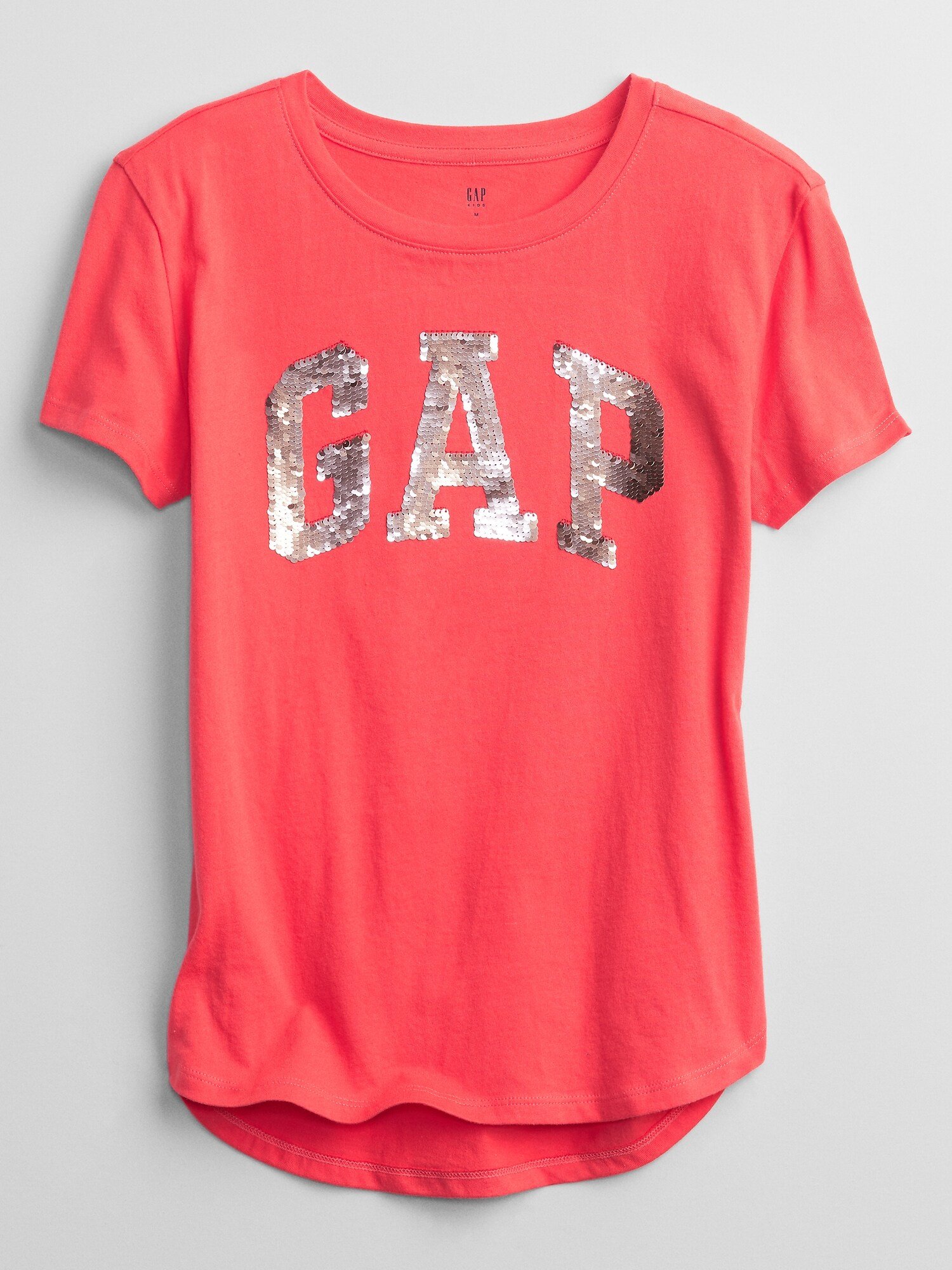 Fotografie Červené holčičí dětské tričko GAP Logo flippy sequin t-shirt
