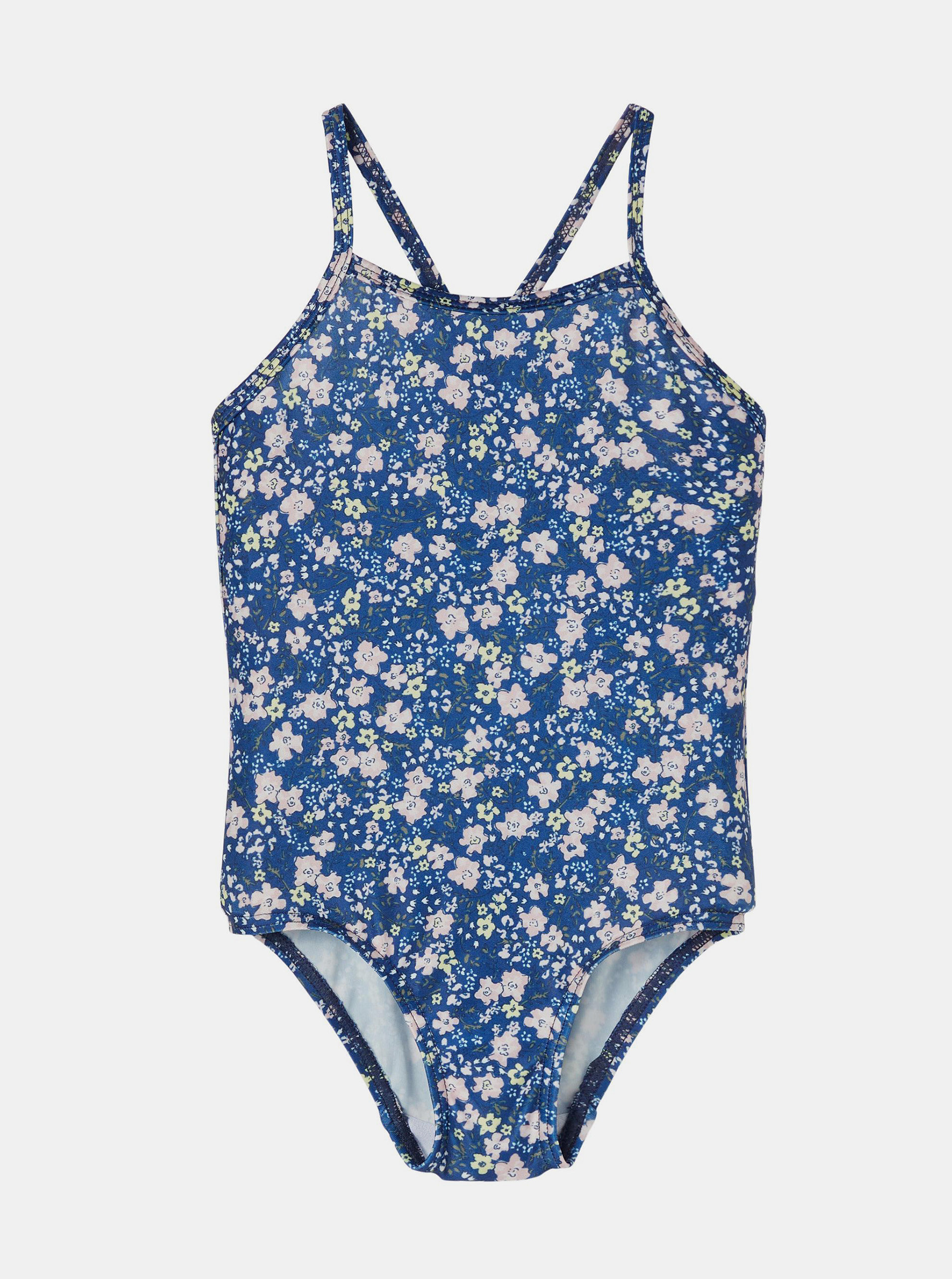 Fotografie Modré holčičí květované jednodílné plavky name it Felisia