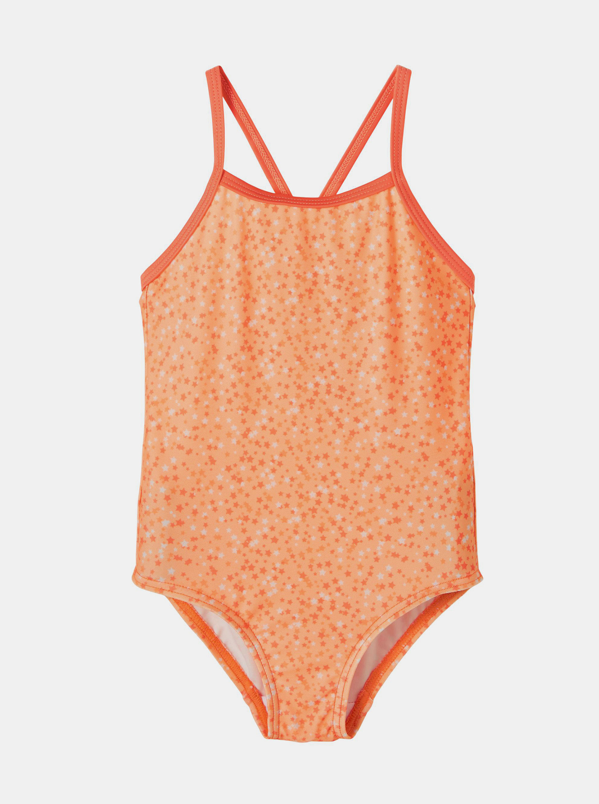 Fotografie Oranžové holčičí vzorované jednodílné plavky name it Felisia