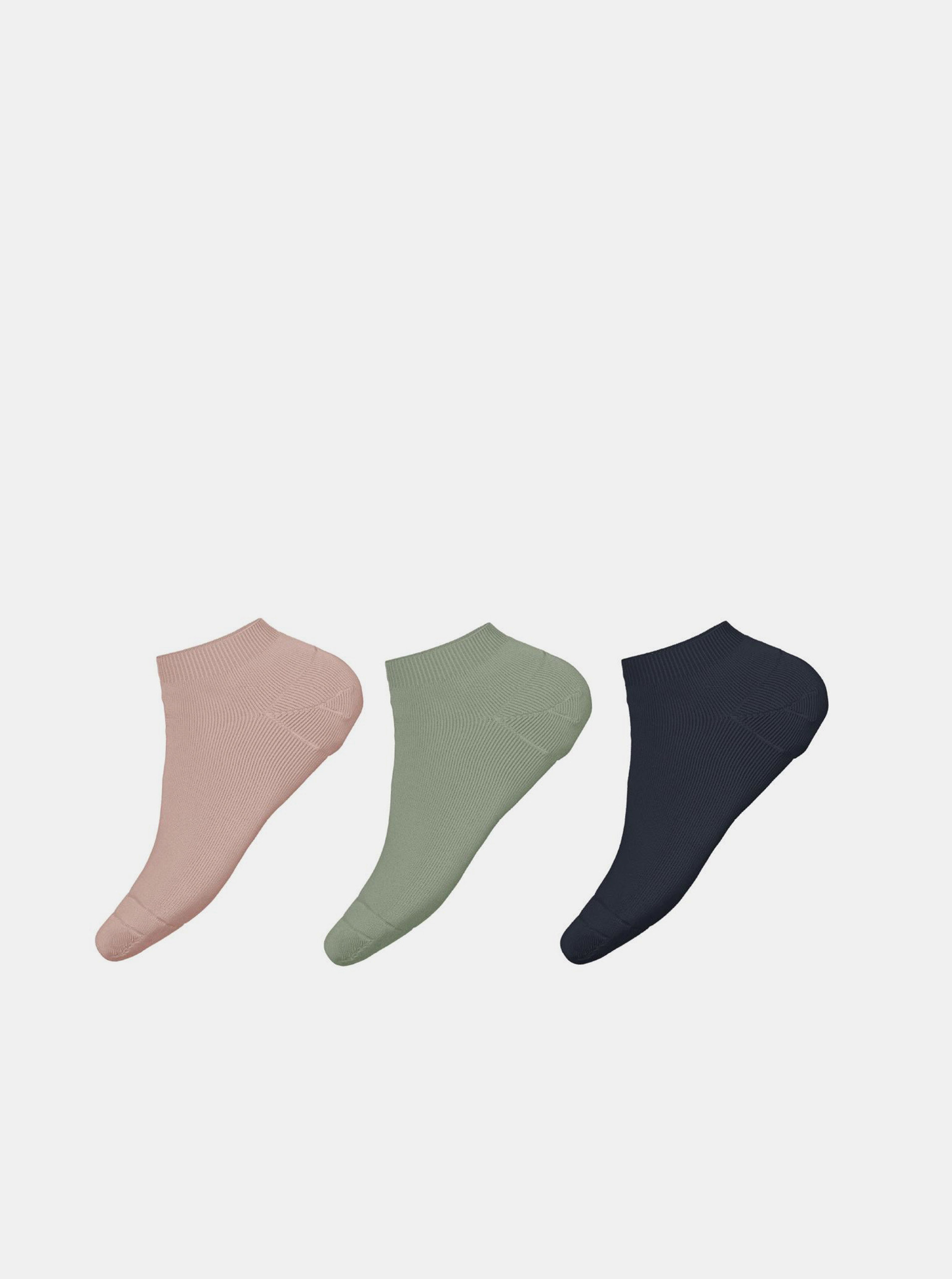 Fotografie Sada tří párů holčičích ponožek v modré a růžové barvě name it Vira