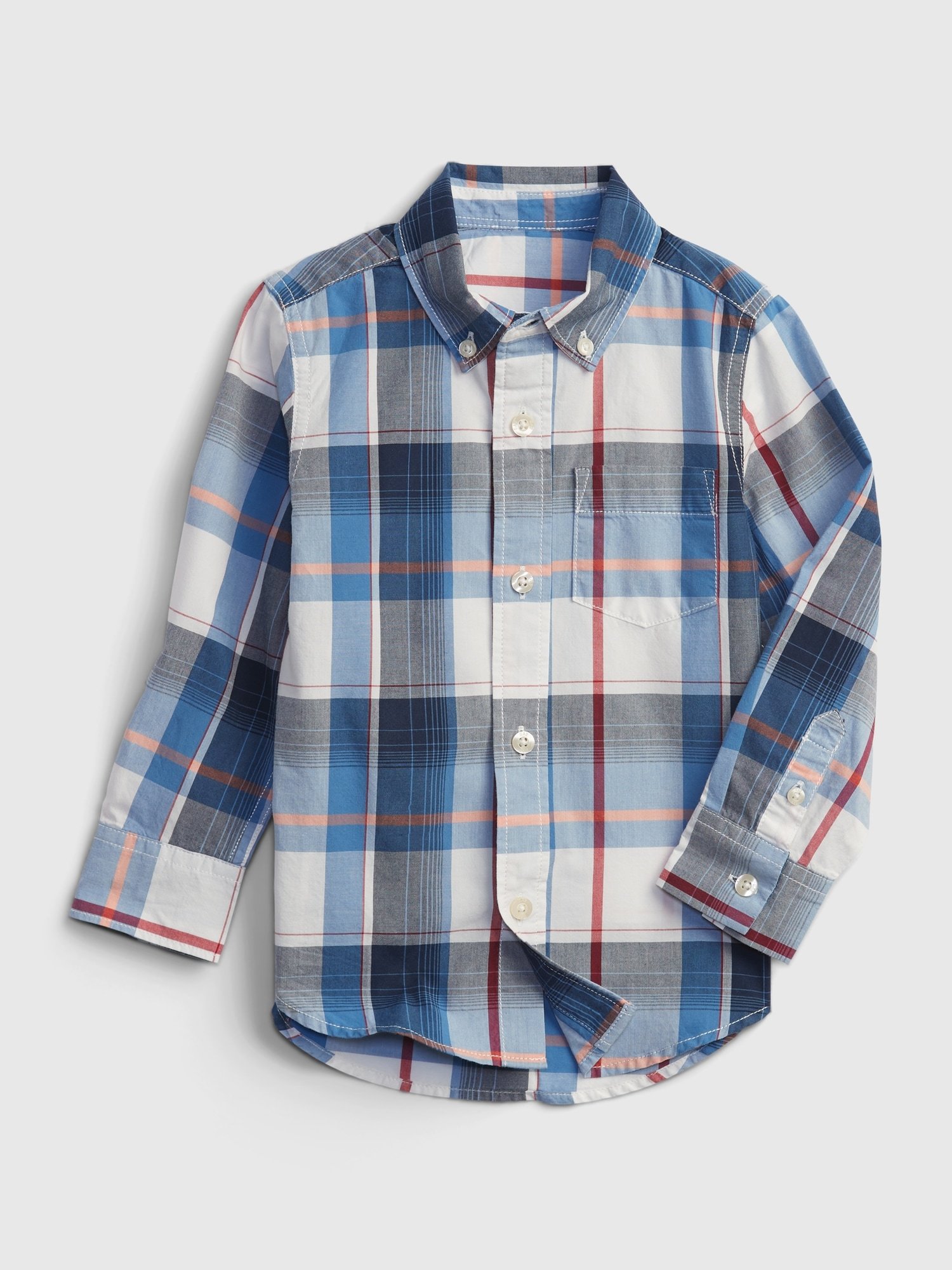 Fotografie Modrá klučičí dětská košile print poplin shirt