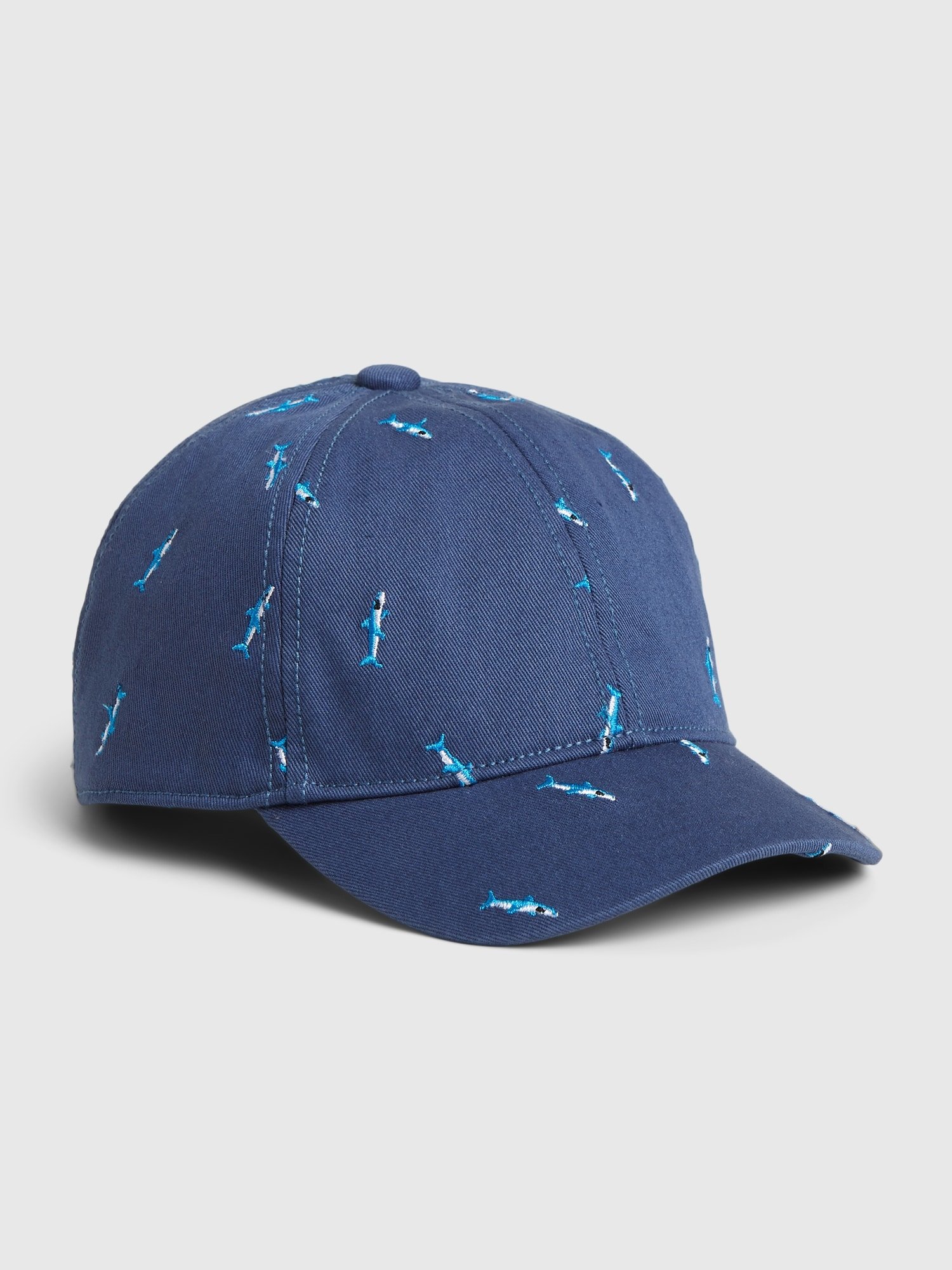 Modrá dětská kšiltovka shark graphic baseball hat GAP