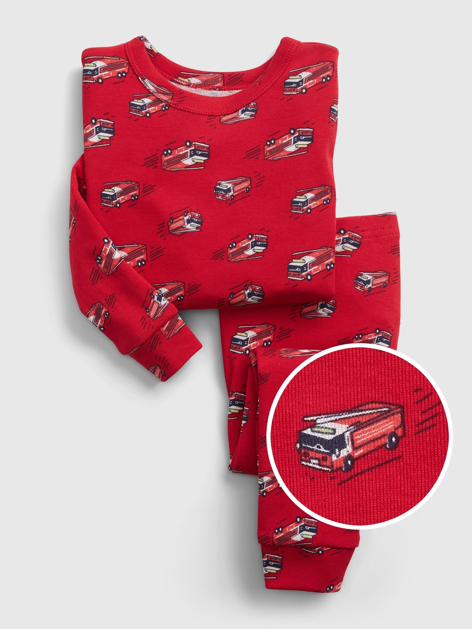 Fotografie Červené klučičí dětské pyžamo 100% organic cotton fire truck pj set