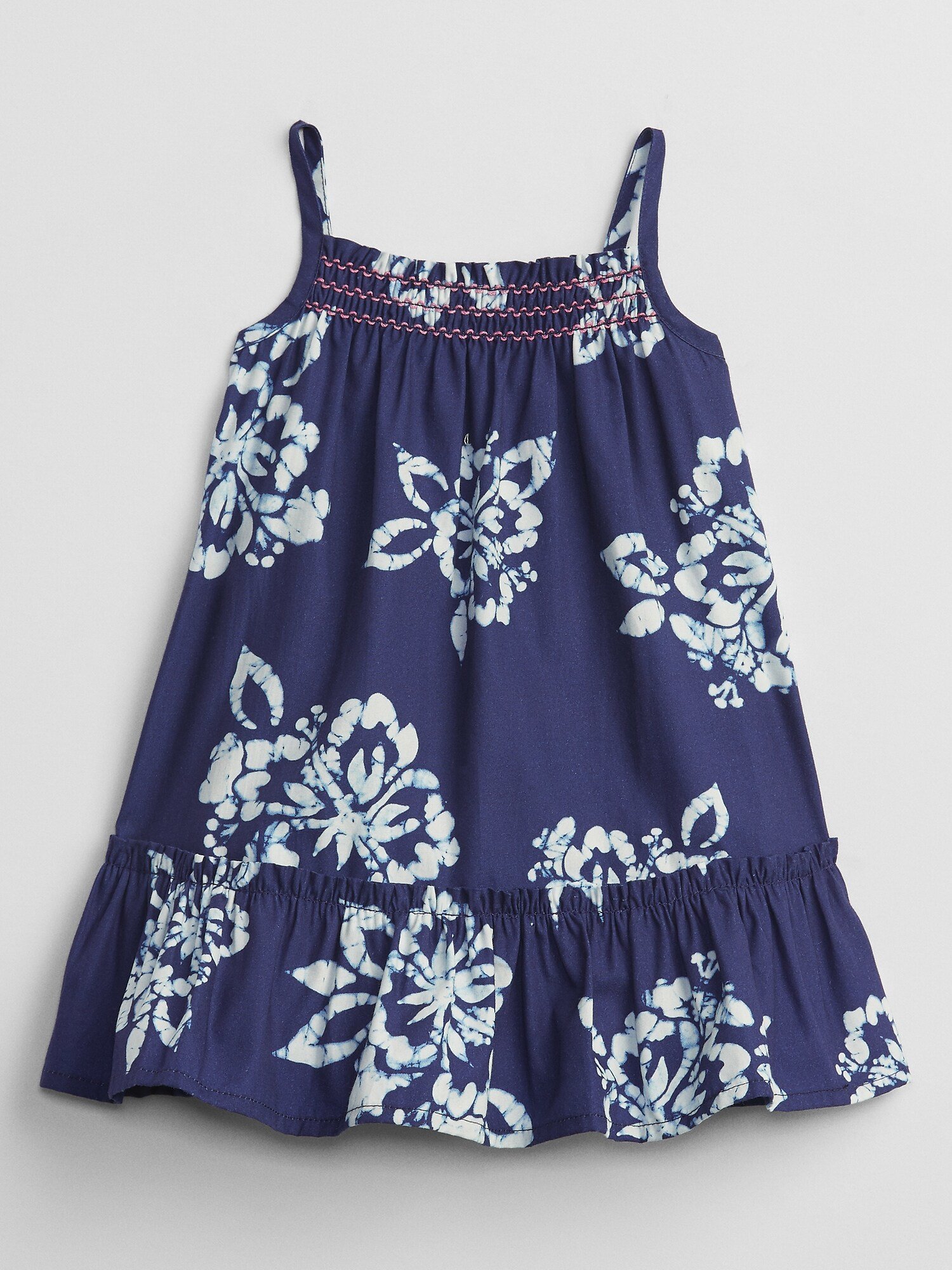 Fotografie Modré holčičí baby šaty smocked floral dress GAP