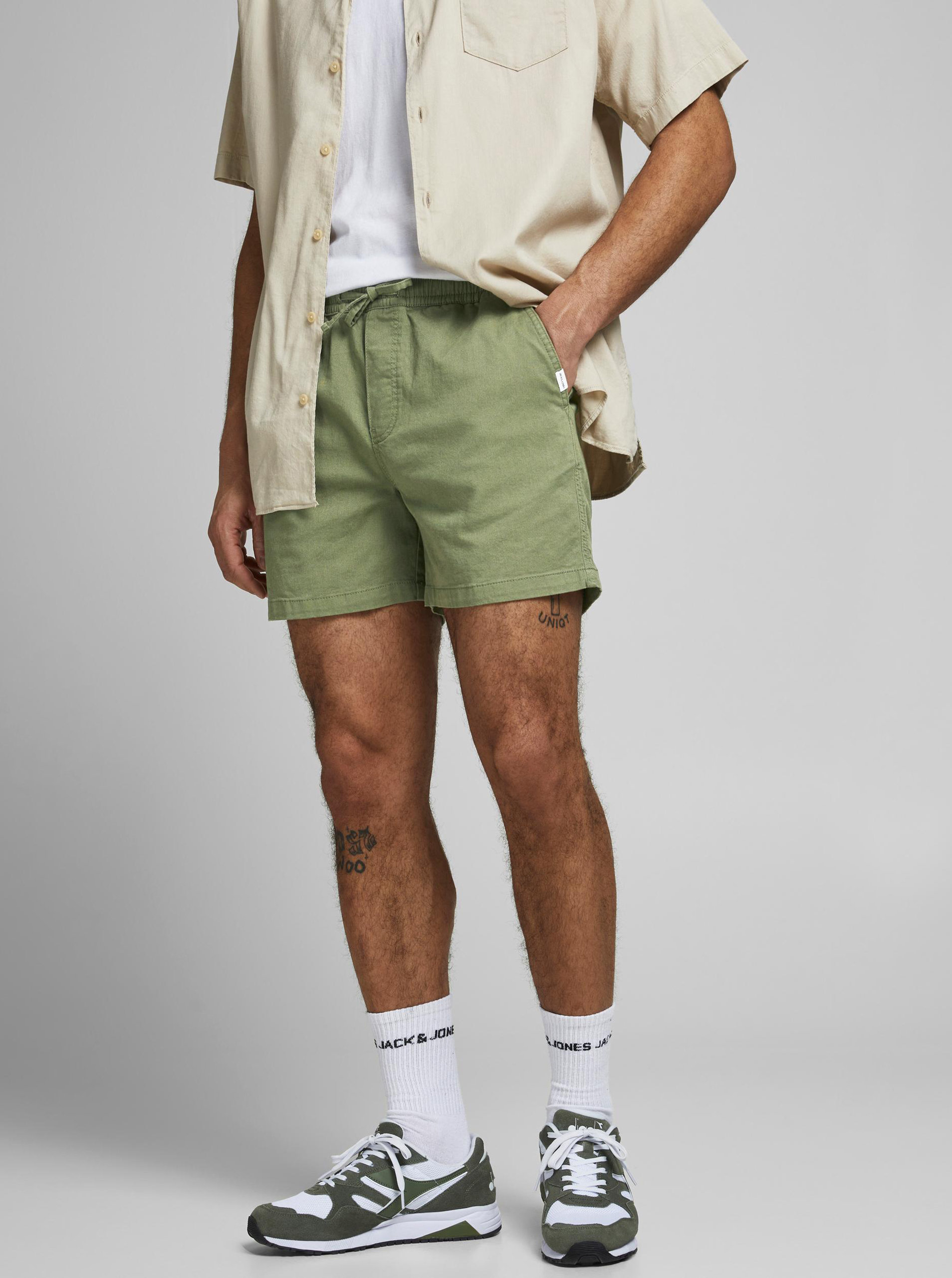 Fotografie Khaki kraťasy se zavazováním Jack & Jones Jeff