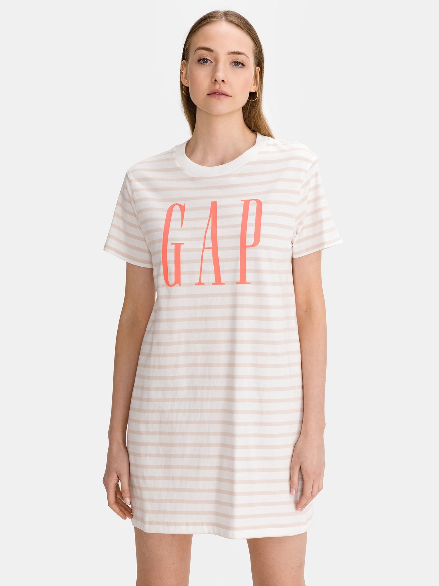 Bílé dámské tričko vé šaty GAP Logo t-shirt dress
