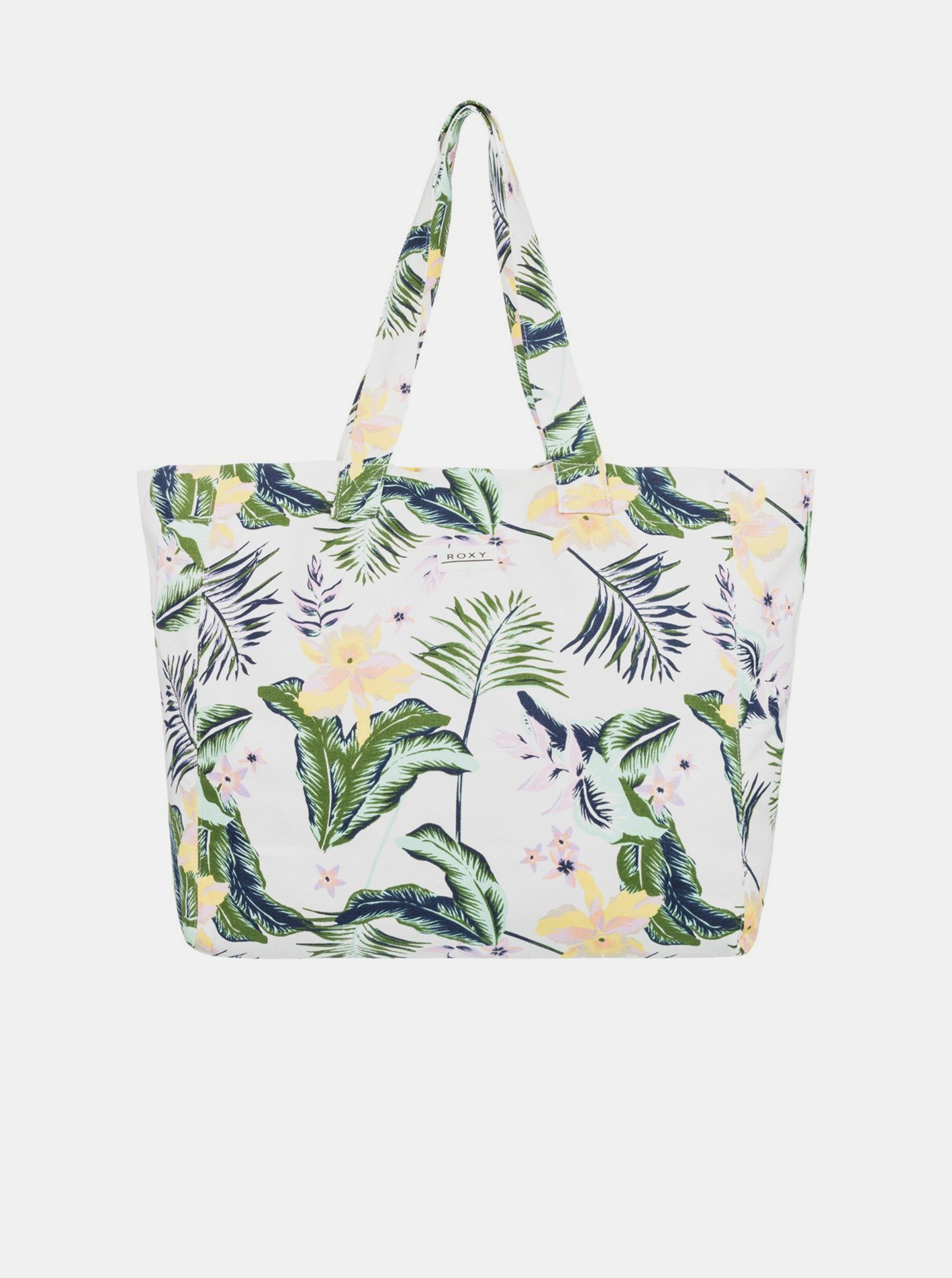 Fotografie Zeleno-bílá květovaná plážová taška Roxy
