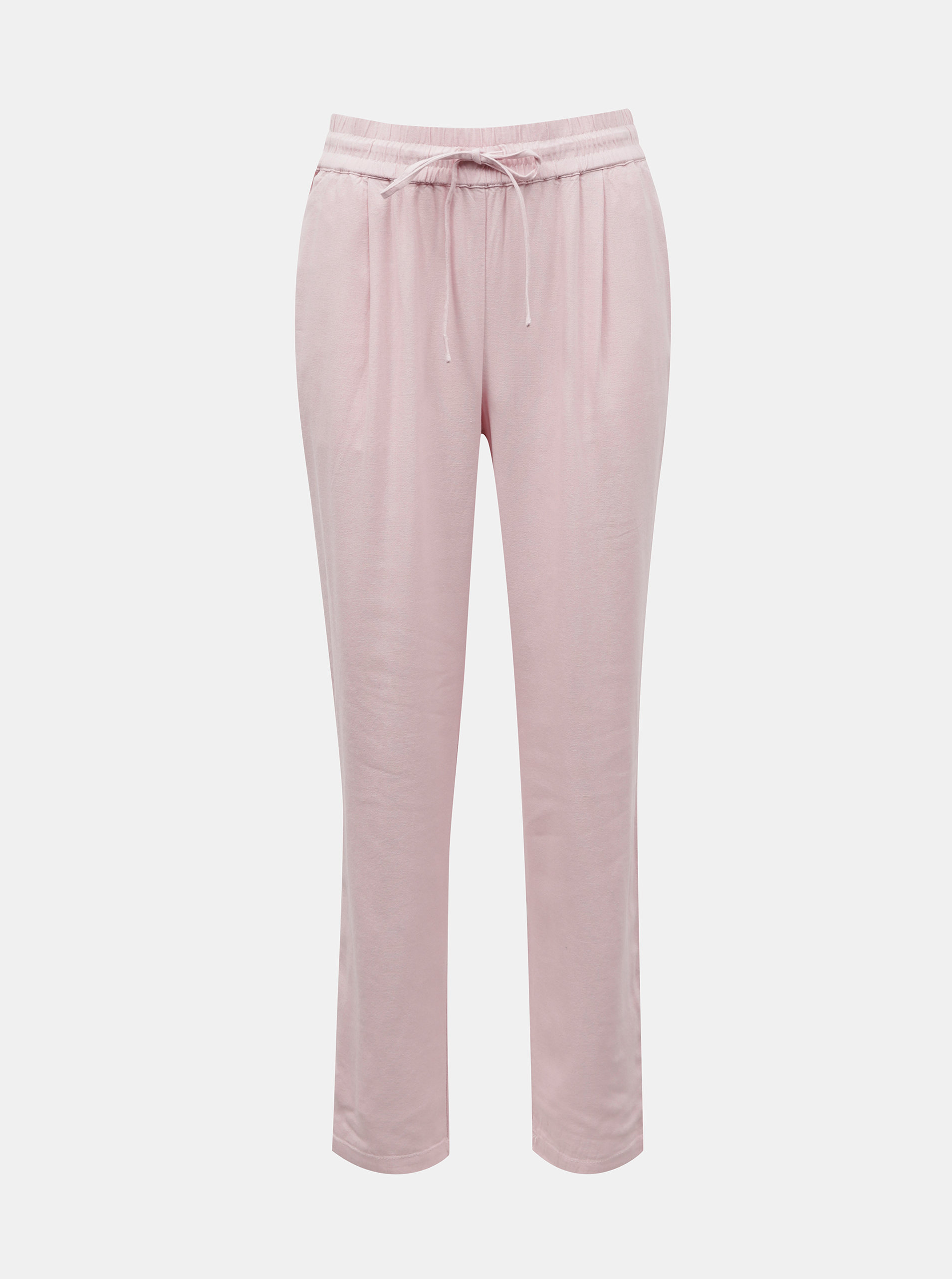 Fotografie Světle růžové lněné kalhoty VERO MODA Milo