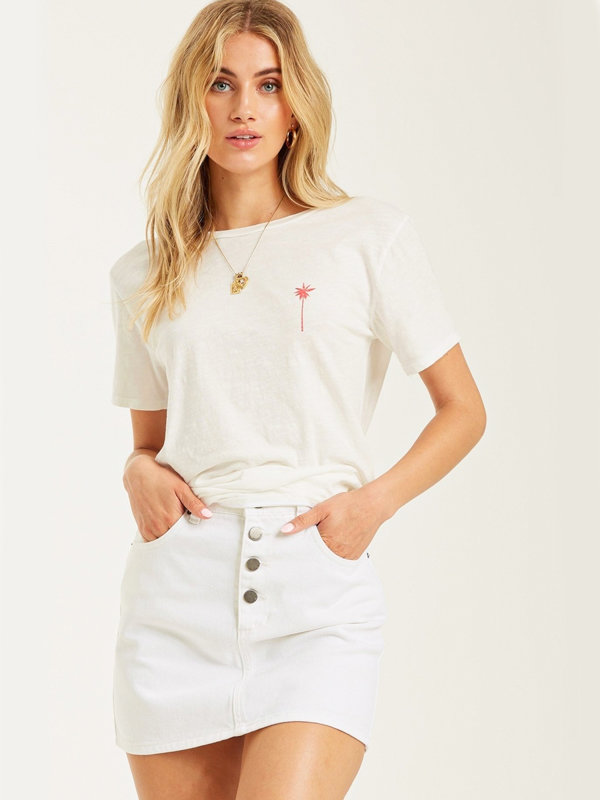 Fotografie Billabong STARS AND PALMS SALT CRYSTAL dámské triko s krátkým rukávem - bílá
