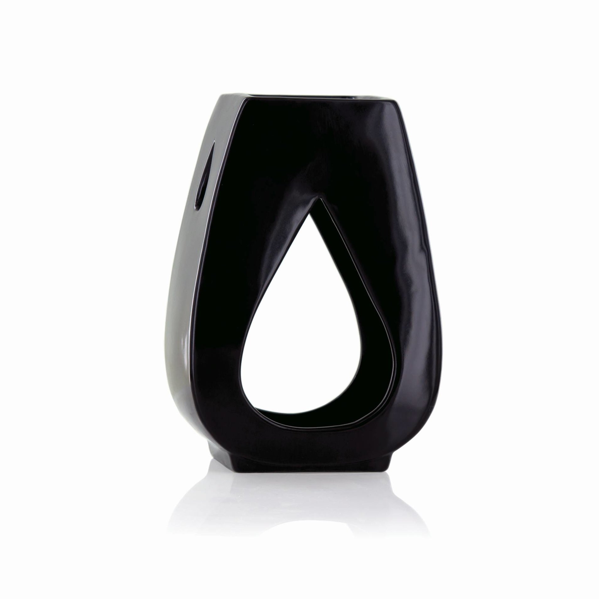 Aromalampa DROPLET na vonný olej, černá glazovaná keramika