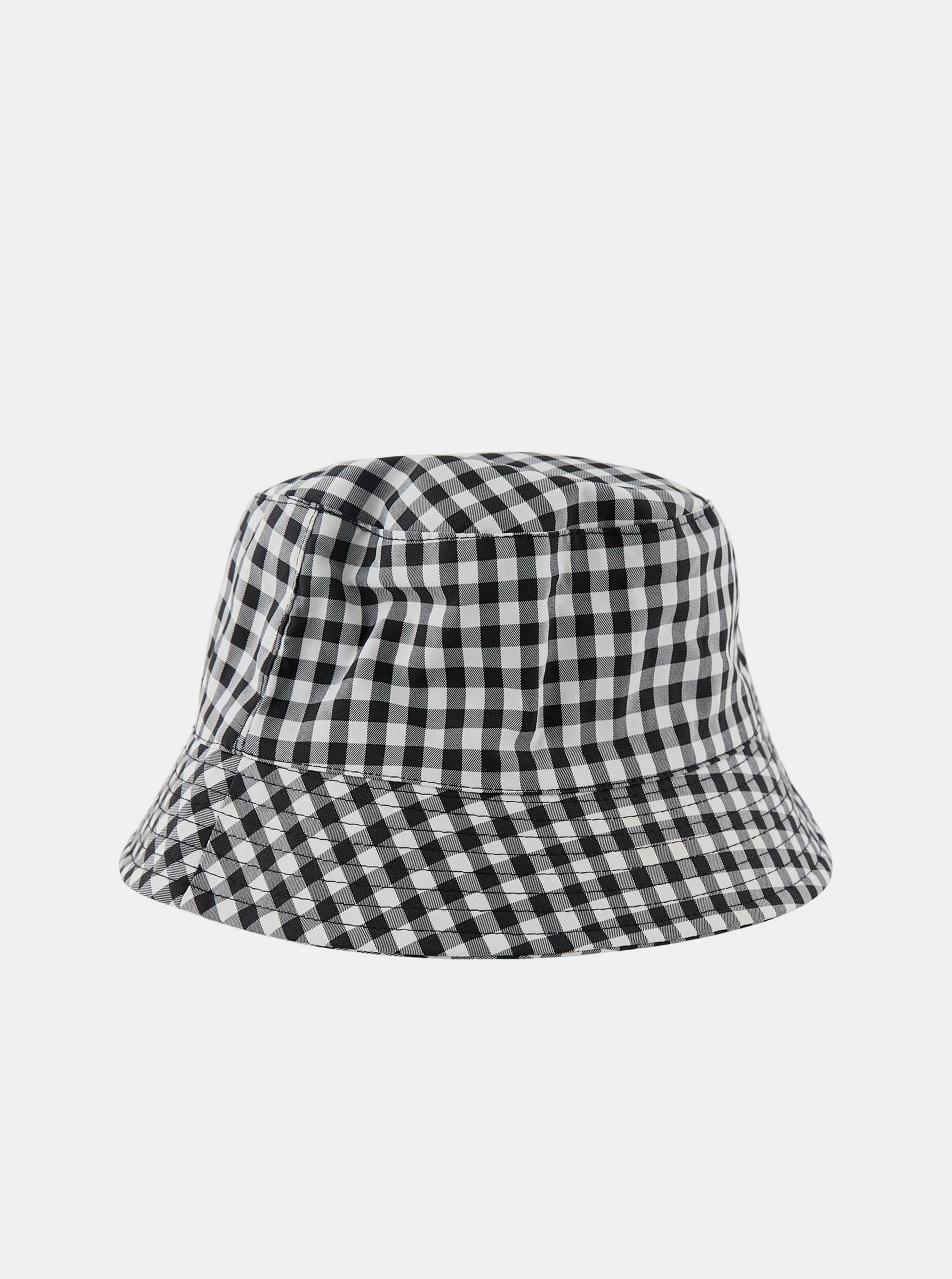 Fotografie Bílo-černý kostkovaný klobouk Pieces Laya
