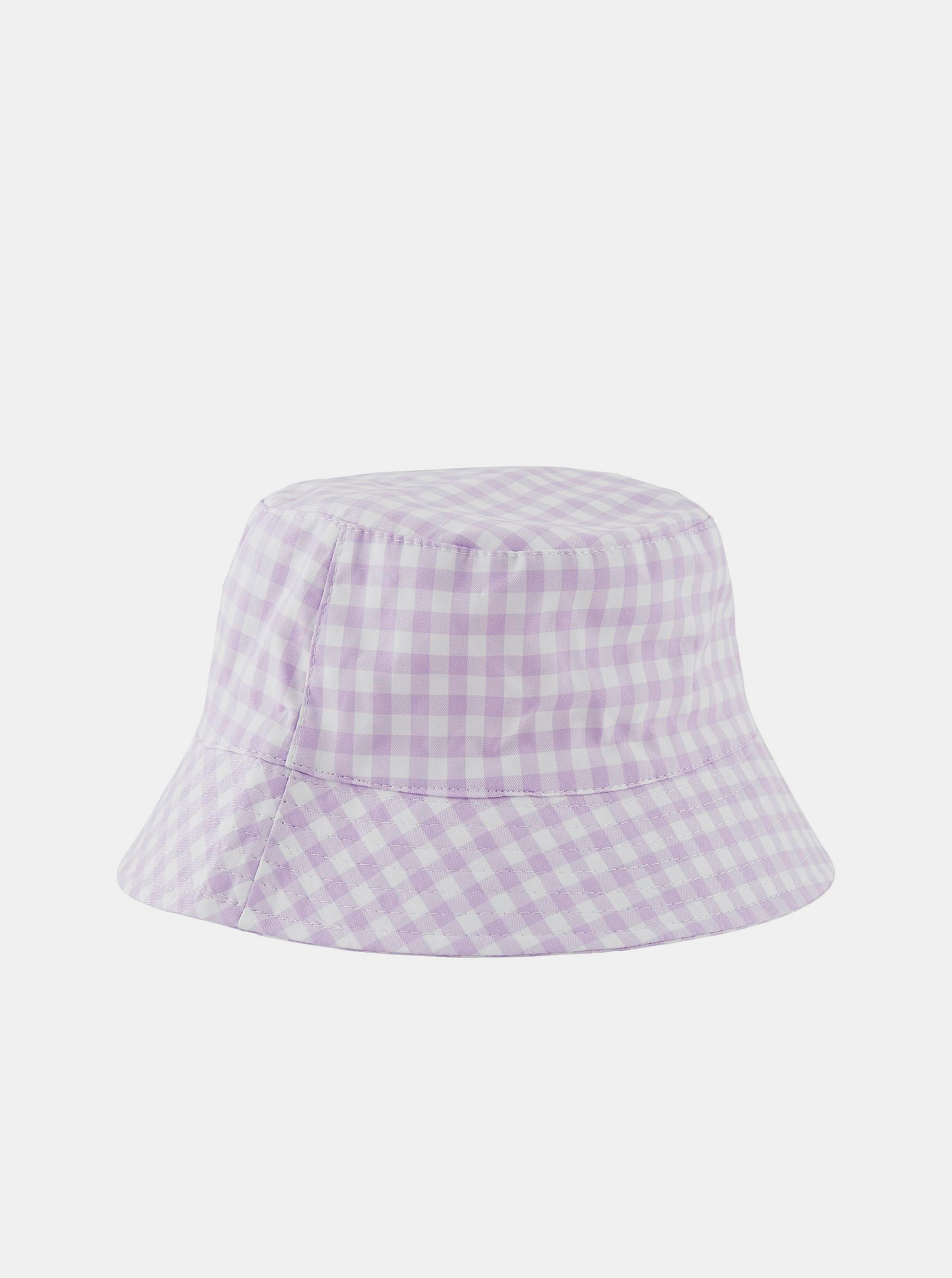 Fotografie Bílo-fialový kostkovaný klobouk Pieces Laya