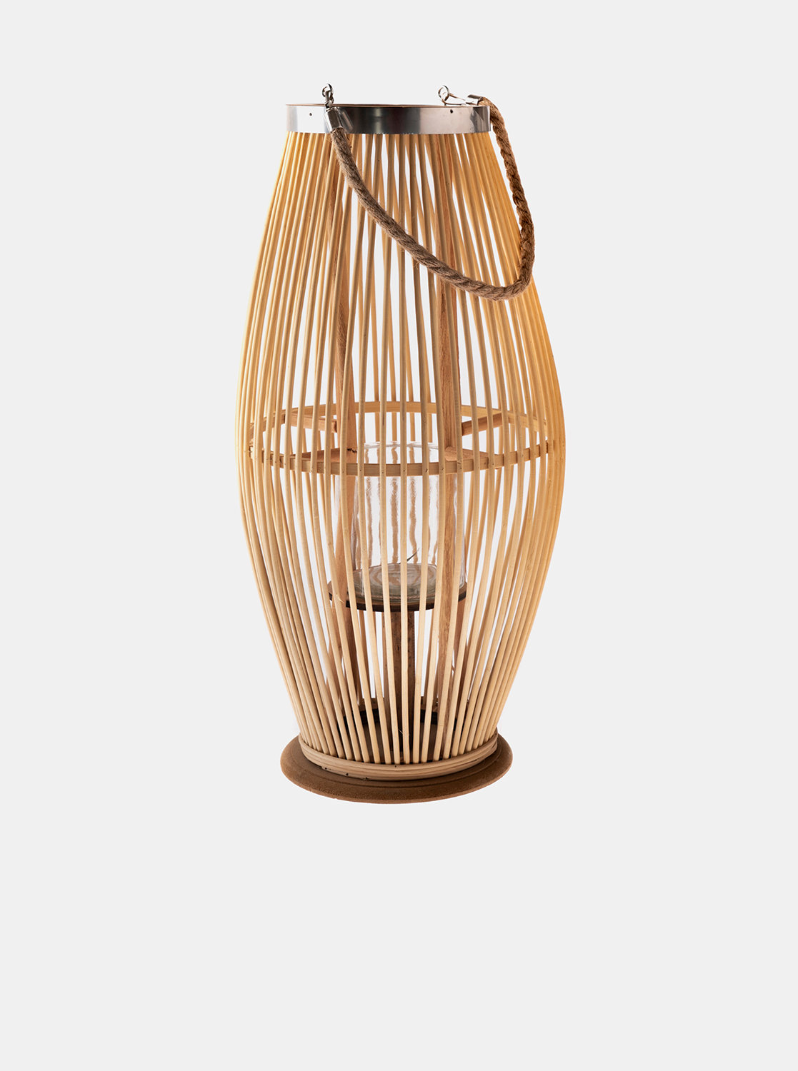 Fotografie Hnědá bambusová lucerna se sklem Dakls