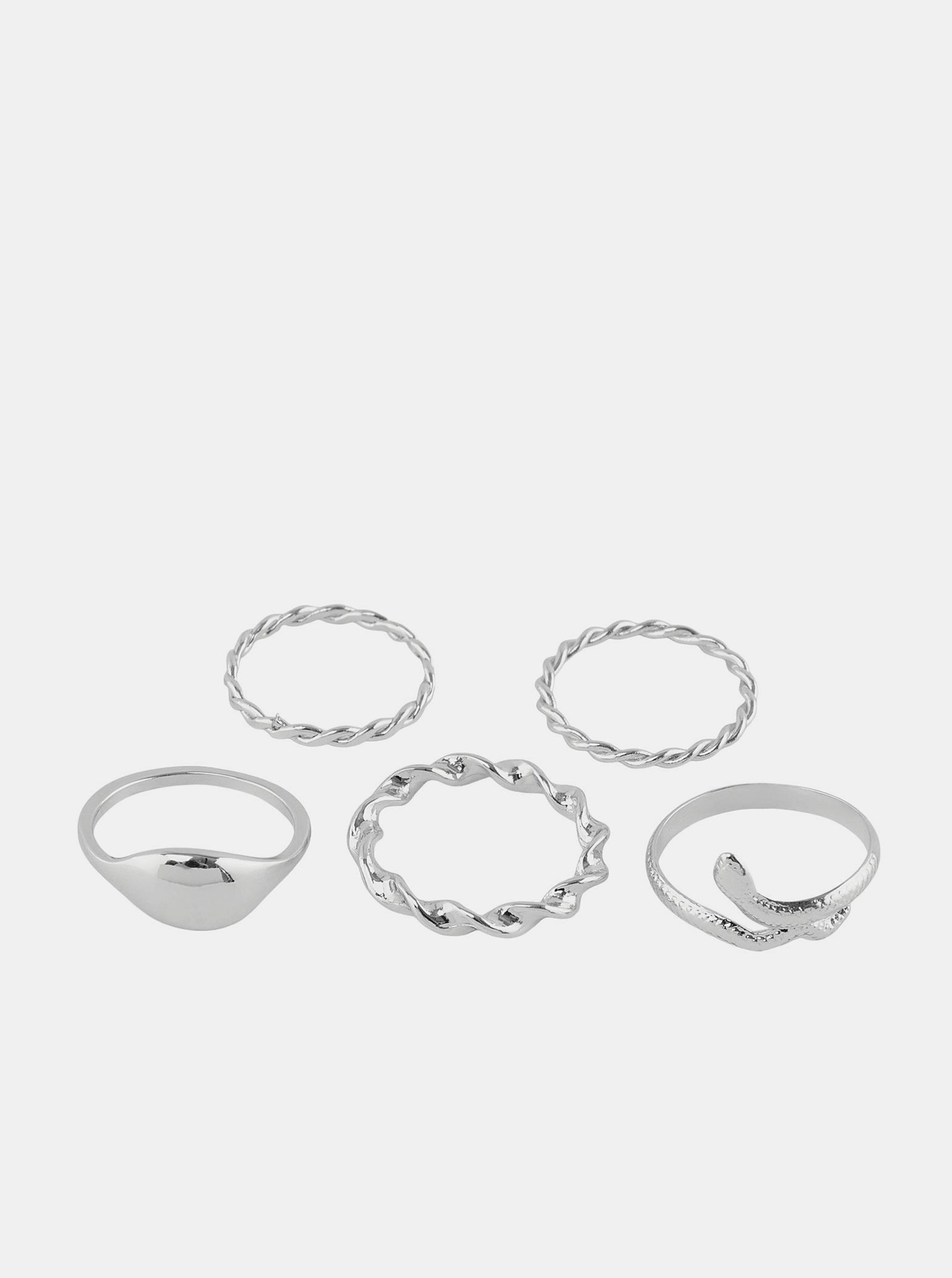 Fotografie Sada pěti prstenů ve stříbrné barvě Pieces Jifra