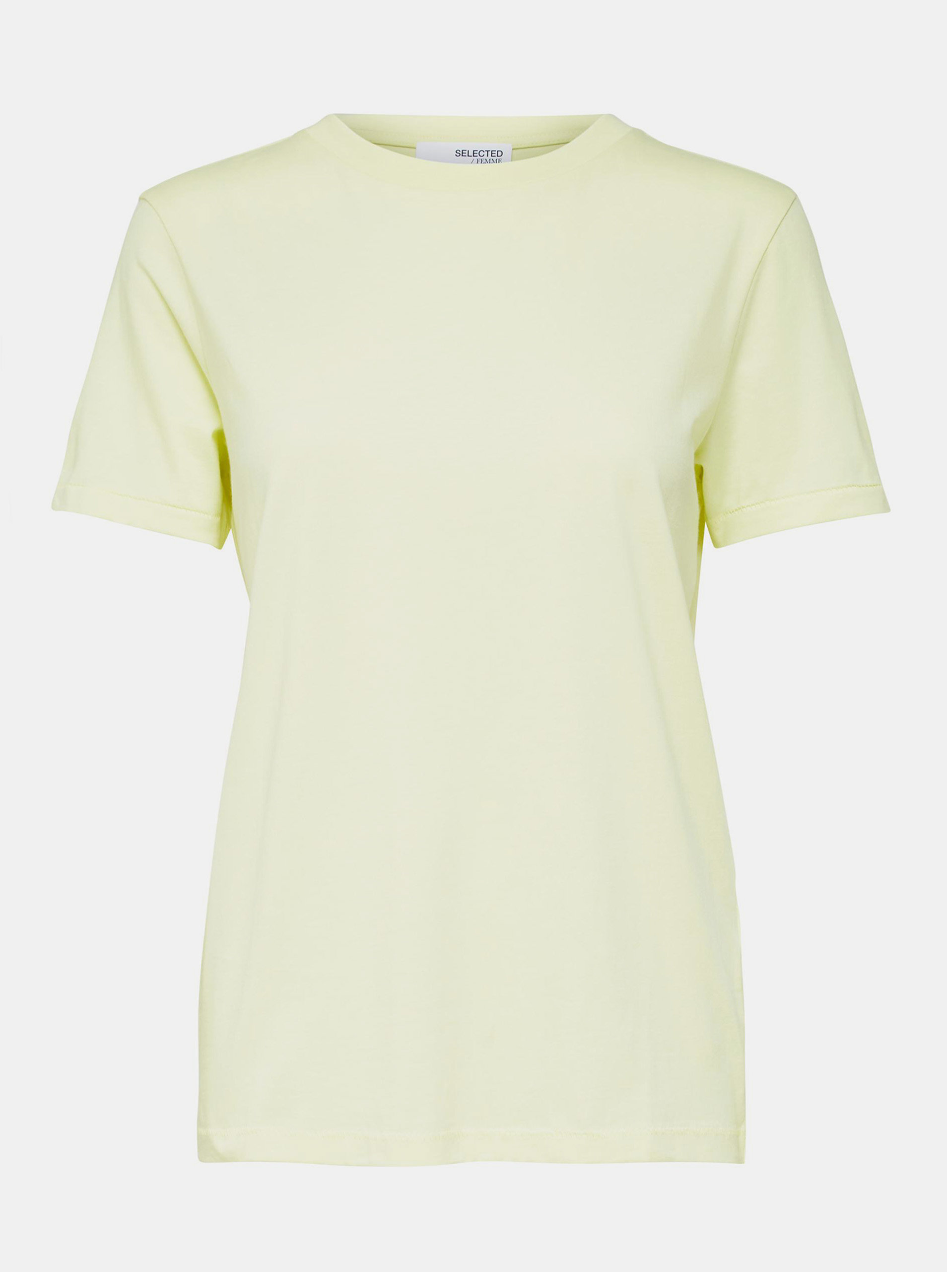 Fotografie Světle žluté basic tričko Selected Femme Perfect