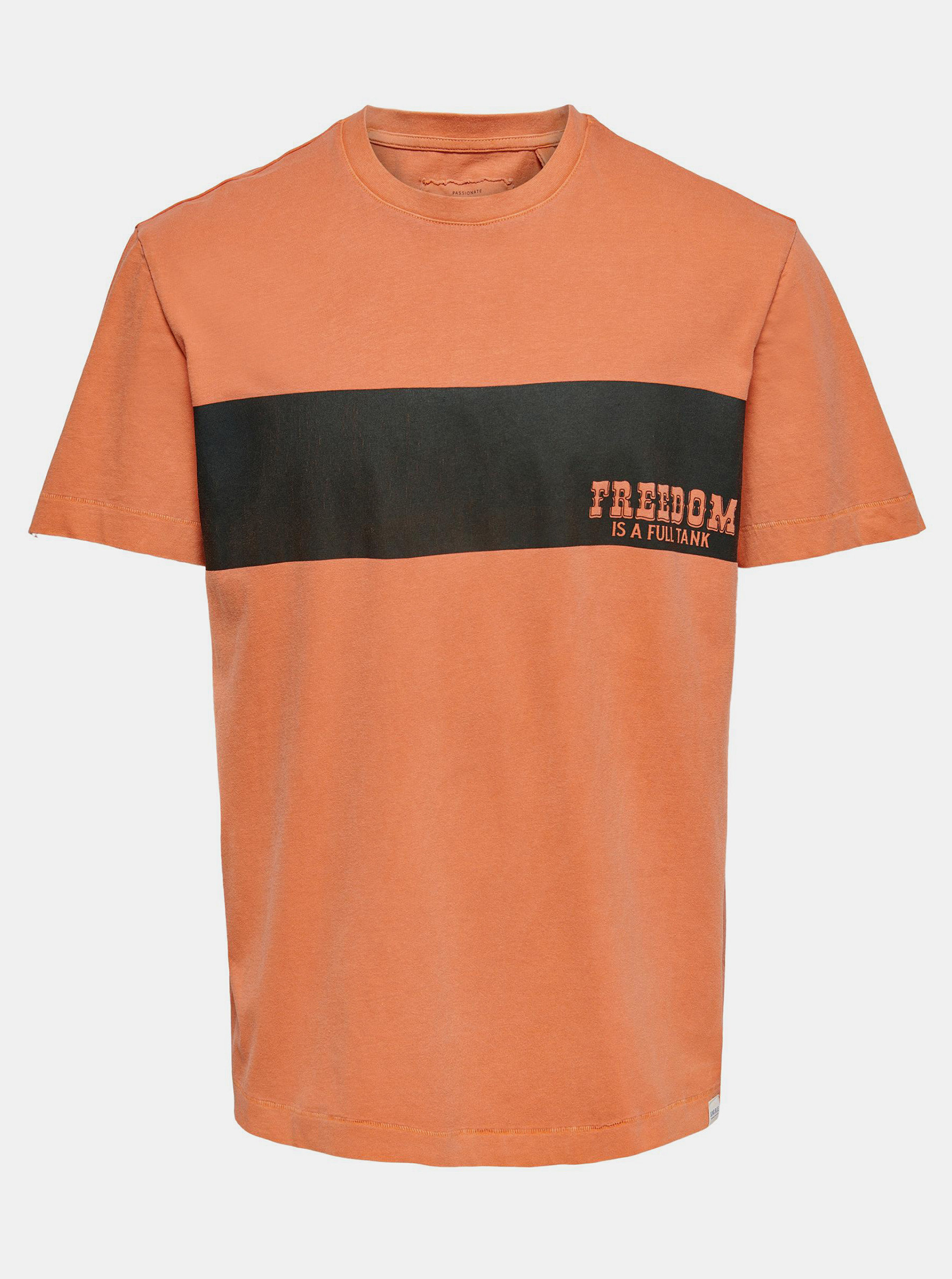 Fotografie Oranžové tričko s potiskem ONLY & SONS True