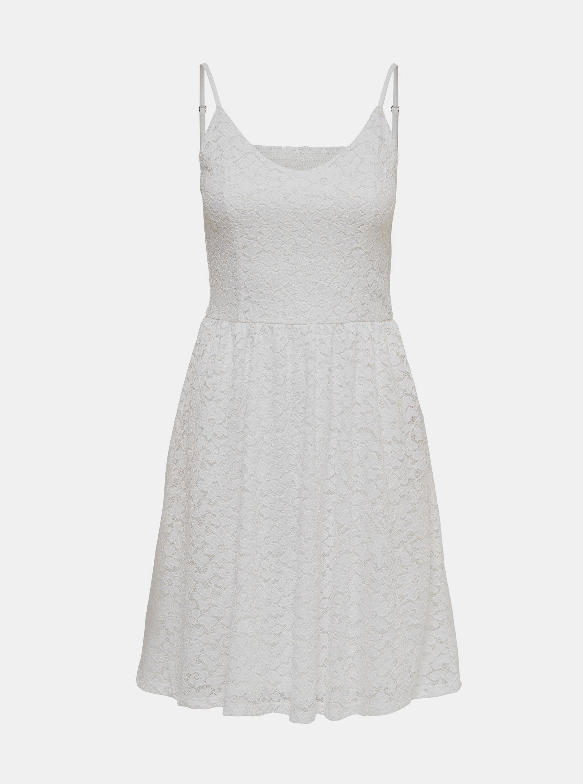 Bílé krajkované šaty ONLY New Alba