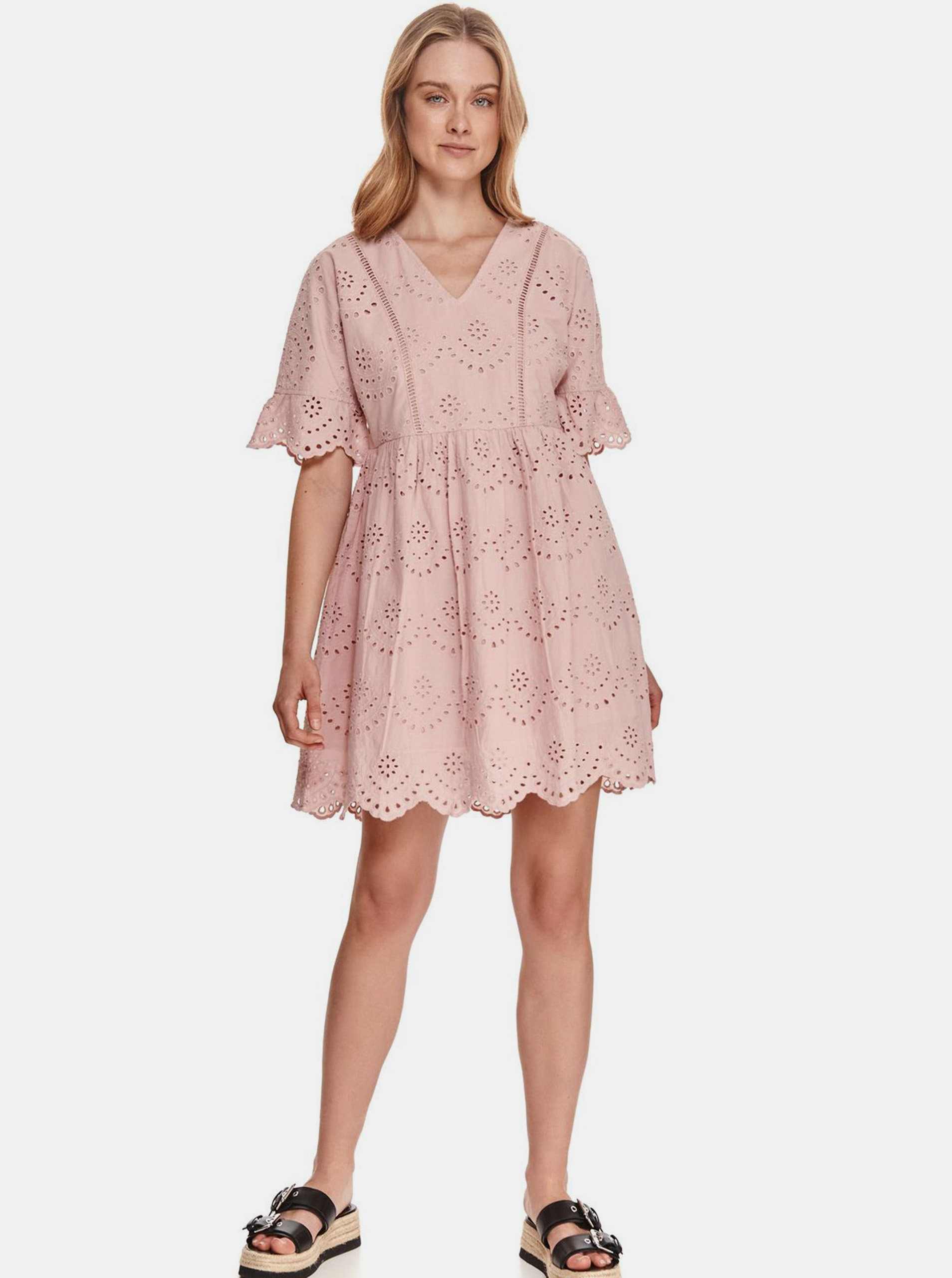 Fotografie Světle růžové šaty s madeirou TOP SECRET