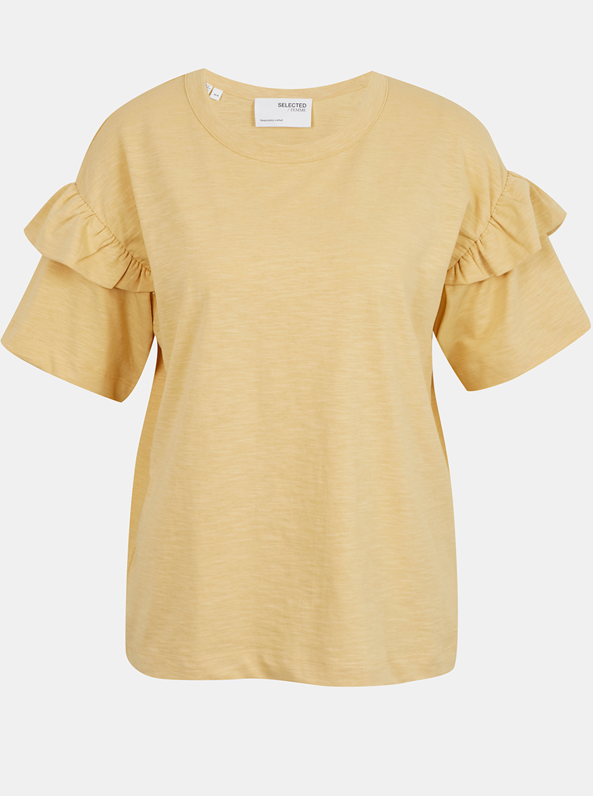Fotografie Žluté tričko s volány Selected Femme Frylie
