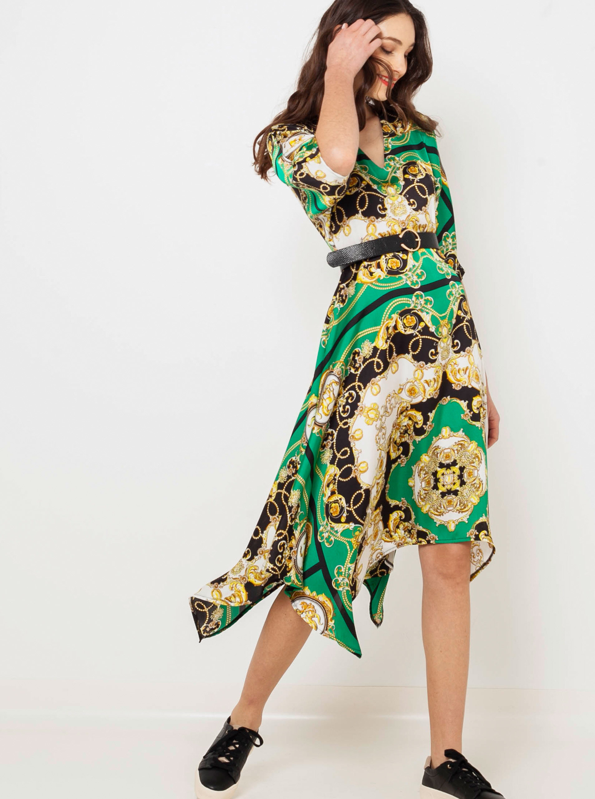 Fotografie Zelené vzorované šaty CAMAIEU