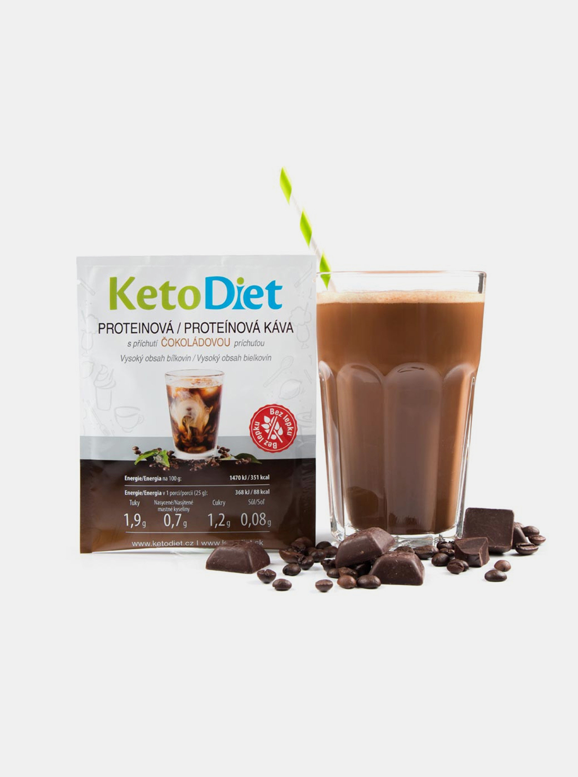 Fotografie Proteinová ledová káva s čokoládovou příchutí KetoDiet (7 porcí)