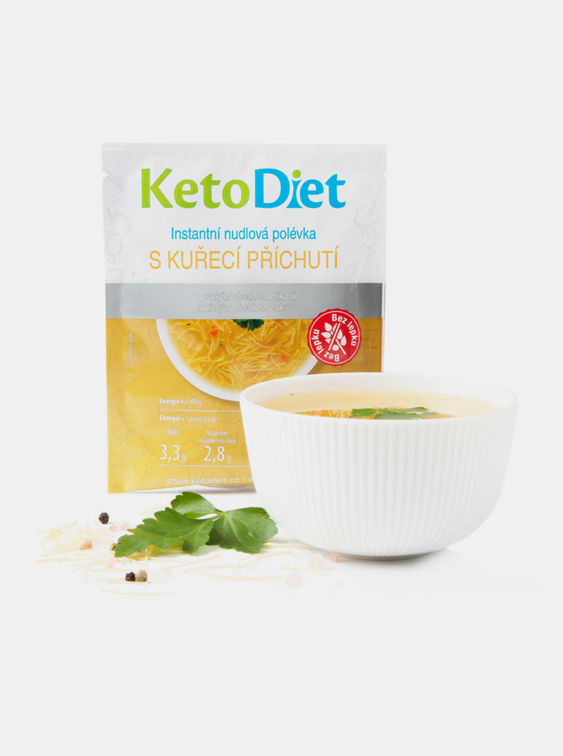 Fotografie Proteinová polévka kuřecí s nudlemi KetoDiet (7 porcí)