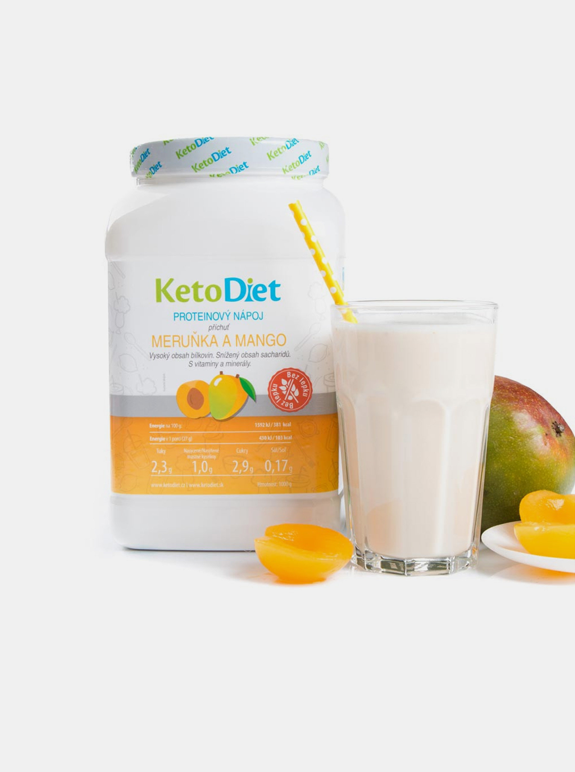 Fotografie Proteinový nápoj s příchutí meruňky a manga na 1 týden KetoDiet (35 porcí)