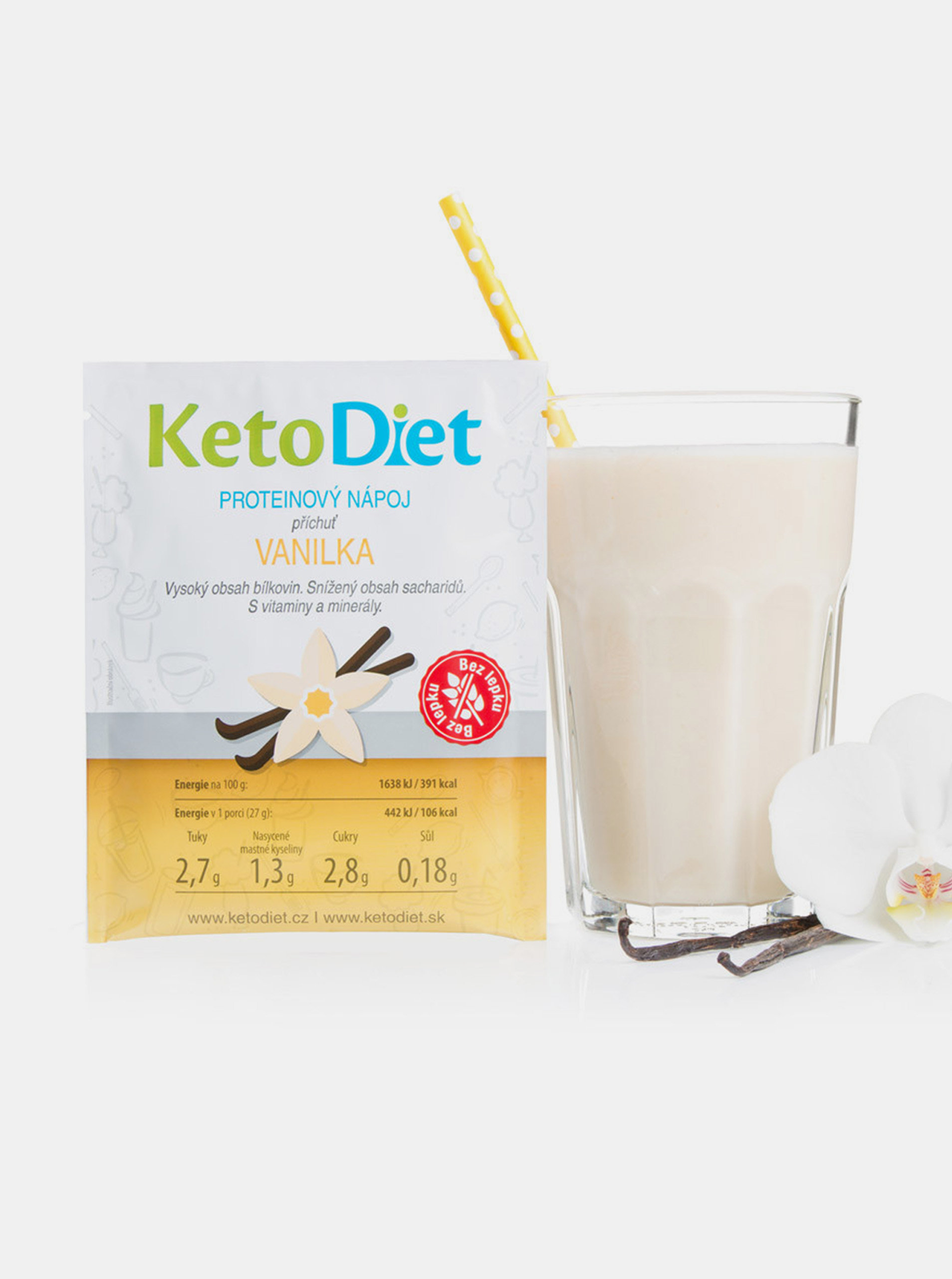 Fotografie Proteinový nápoj s vanilkovou příchutí KetoDiet (7 porcí)