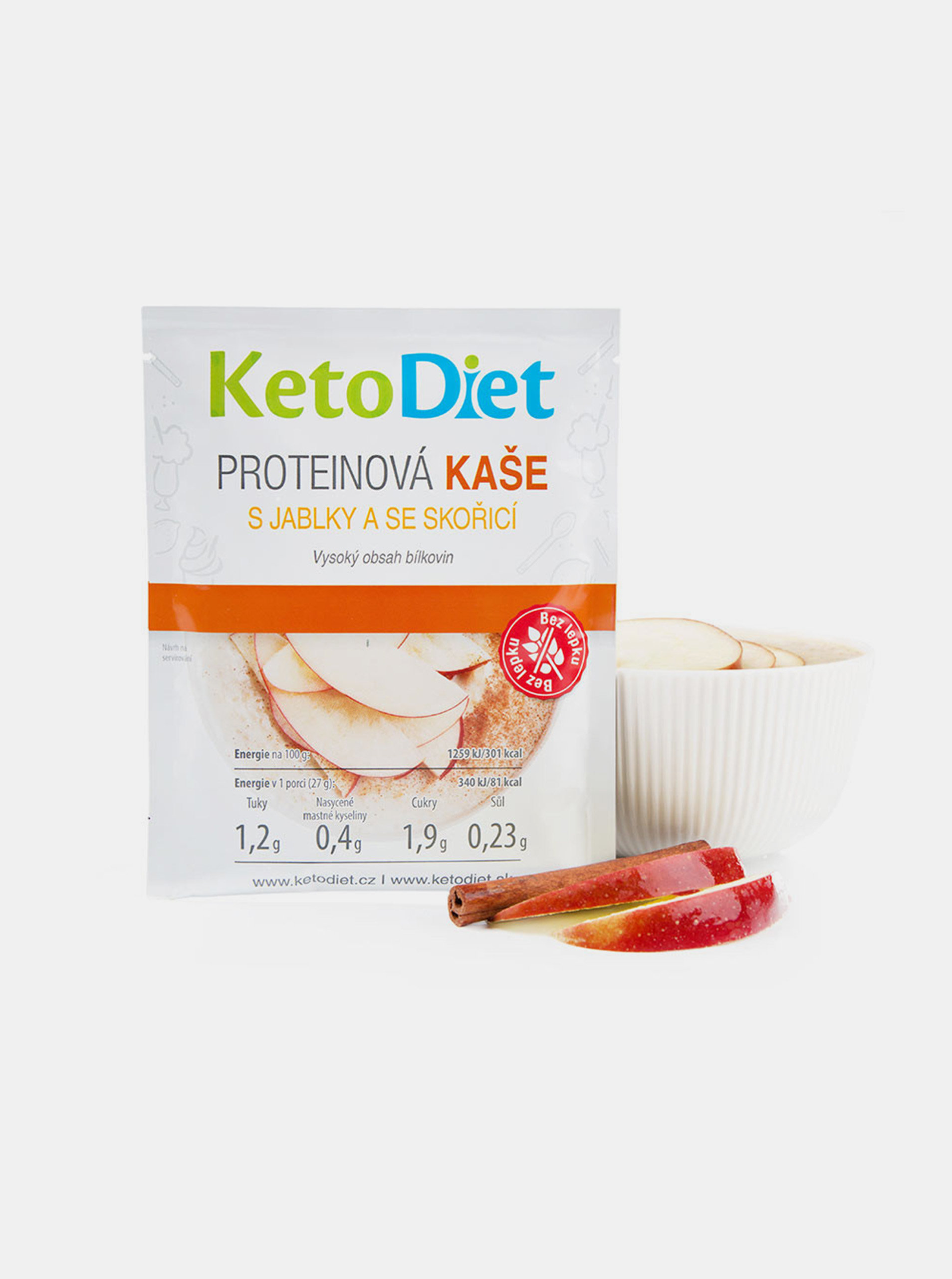 Proteinová kaše s jablky a skořicí KetoDiet (7 porcí)