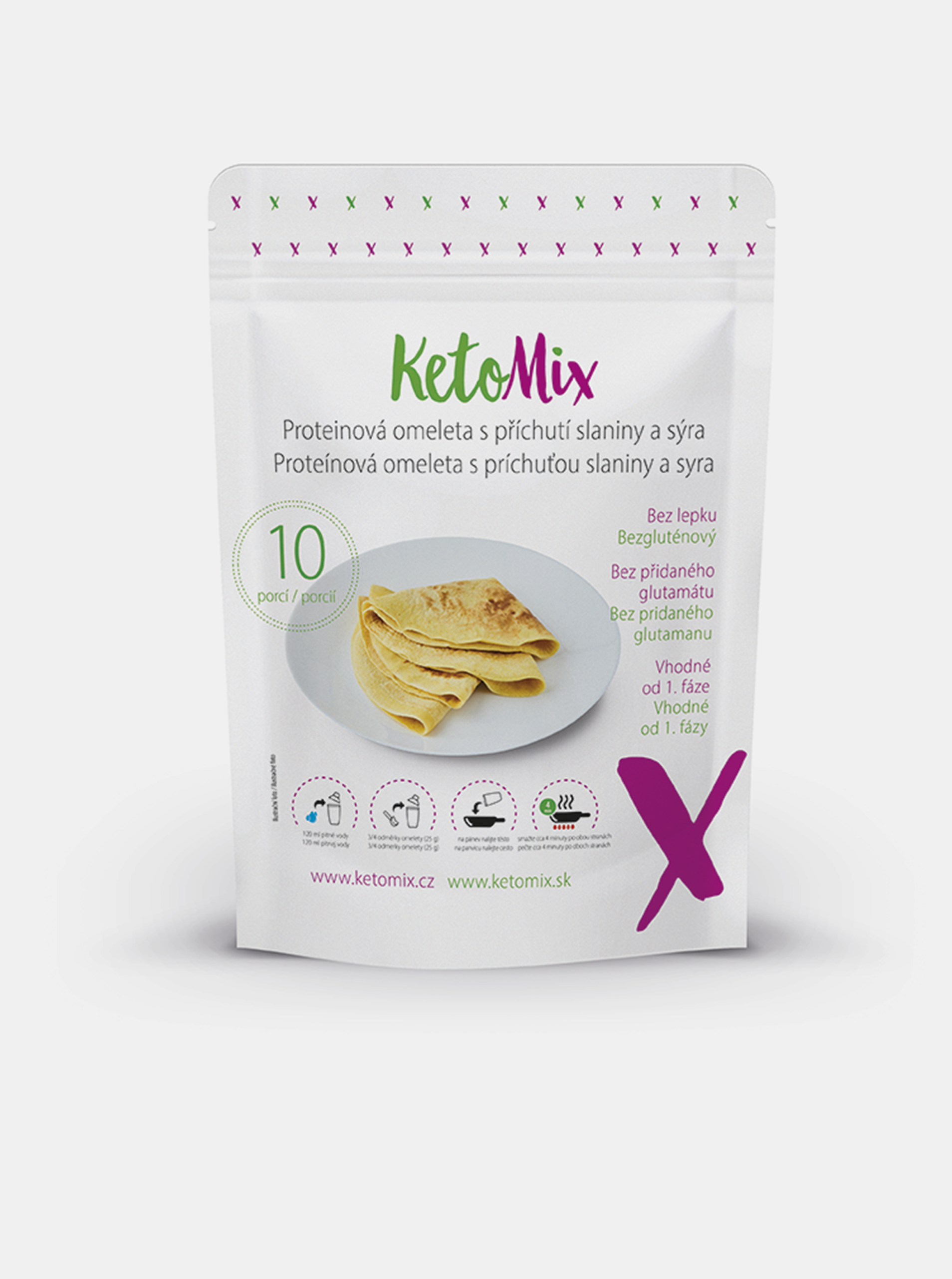 Proteinová omeleta s příchutí slaniny a sýra KetoMix (10 porcí)
