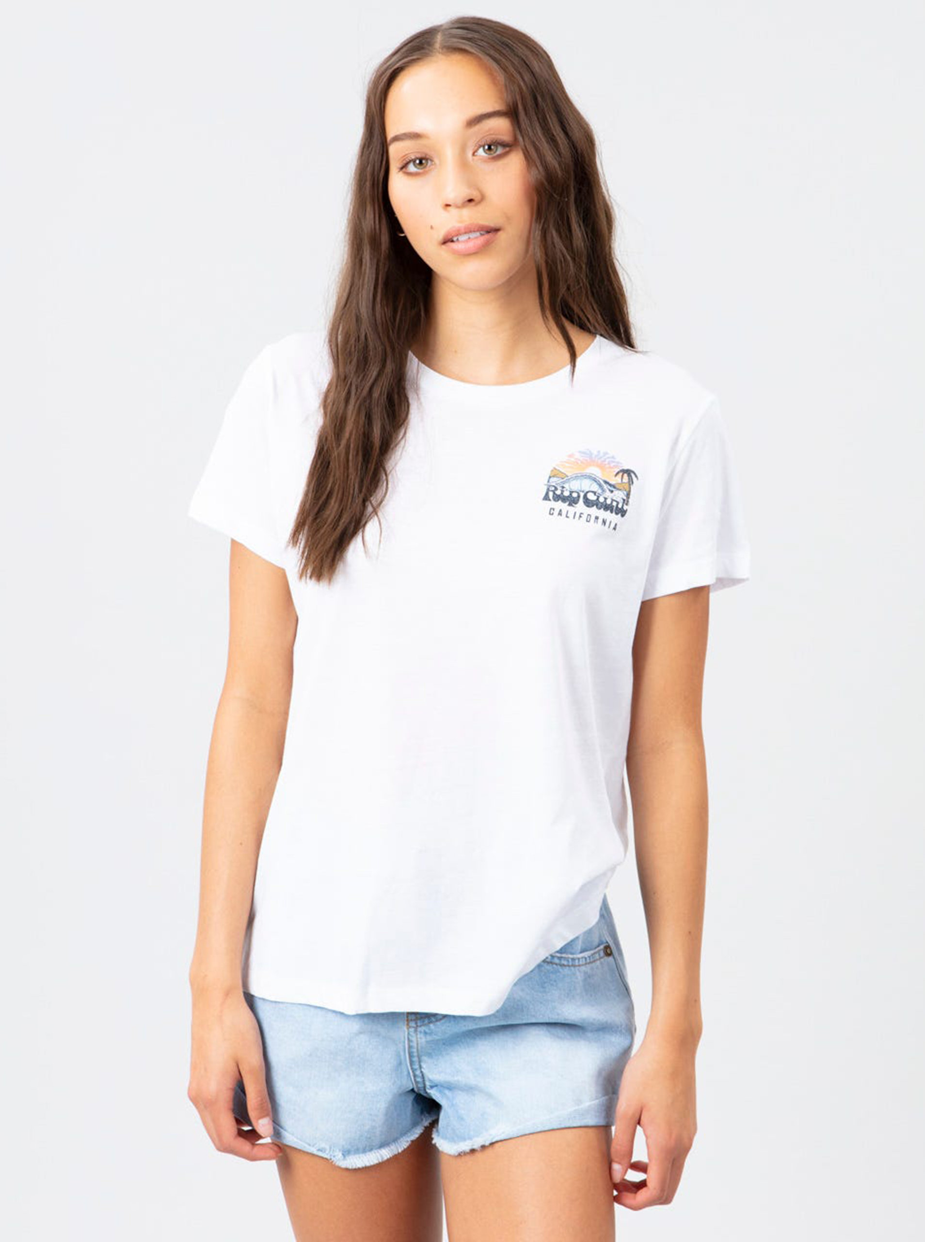 Fotografie Bílé dámské tričko s potiskem na zádech Rip Curl
