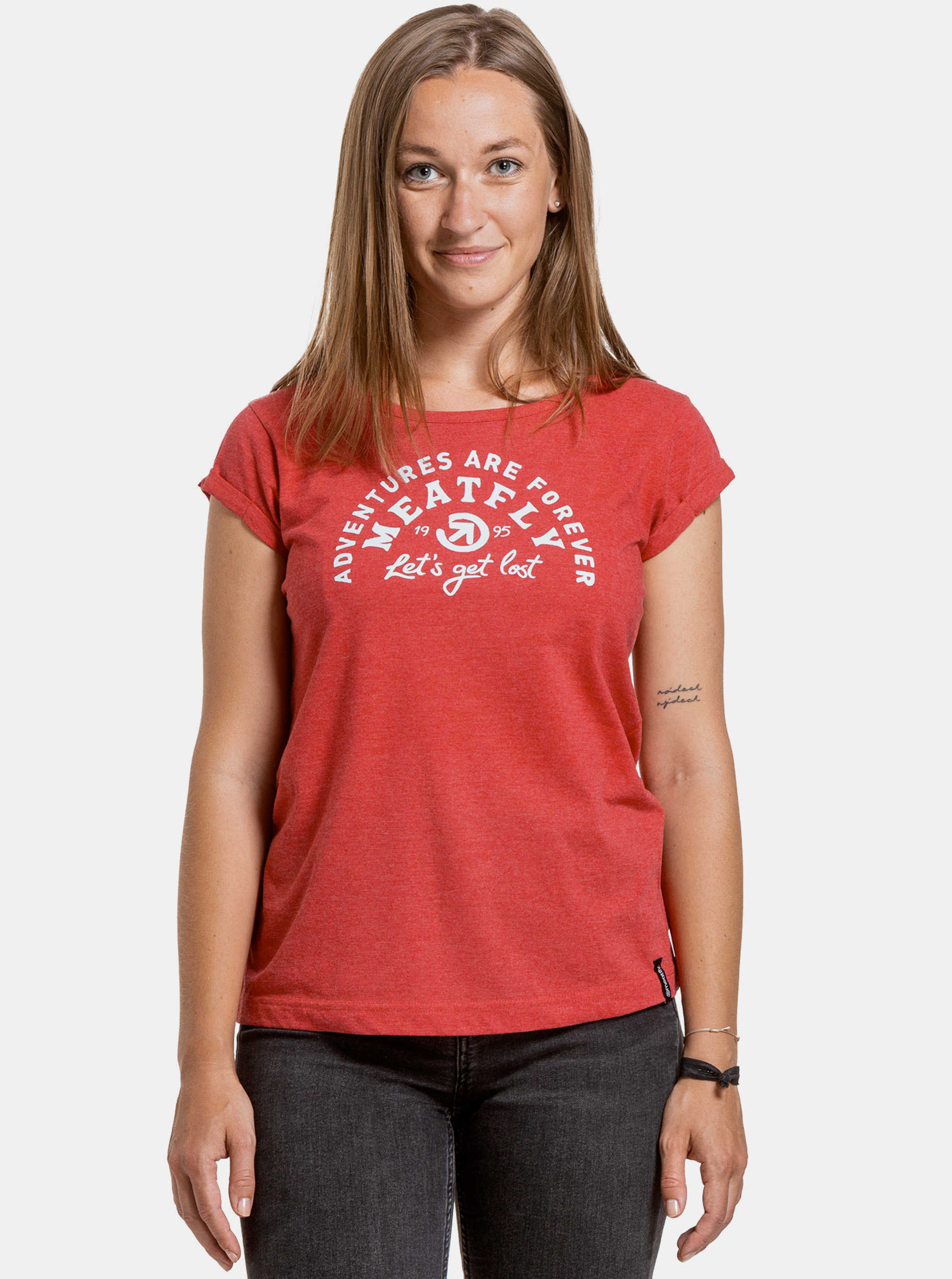 Fotografie Červené dámské tričko s potiskem Meatfly Ellie