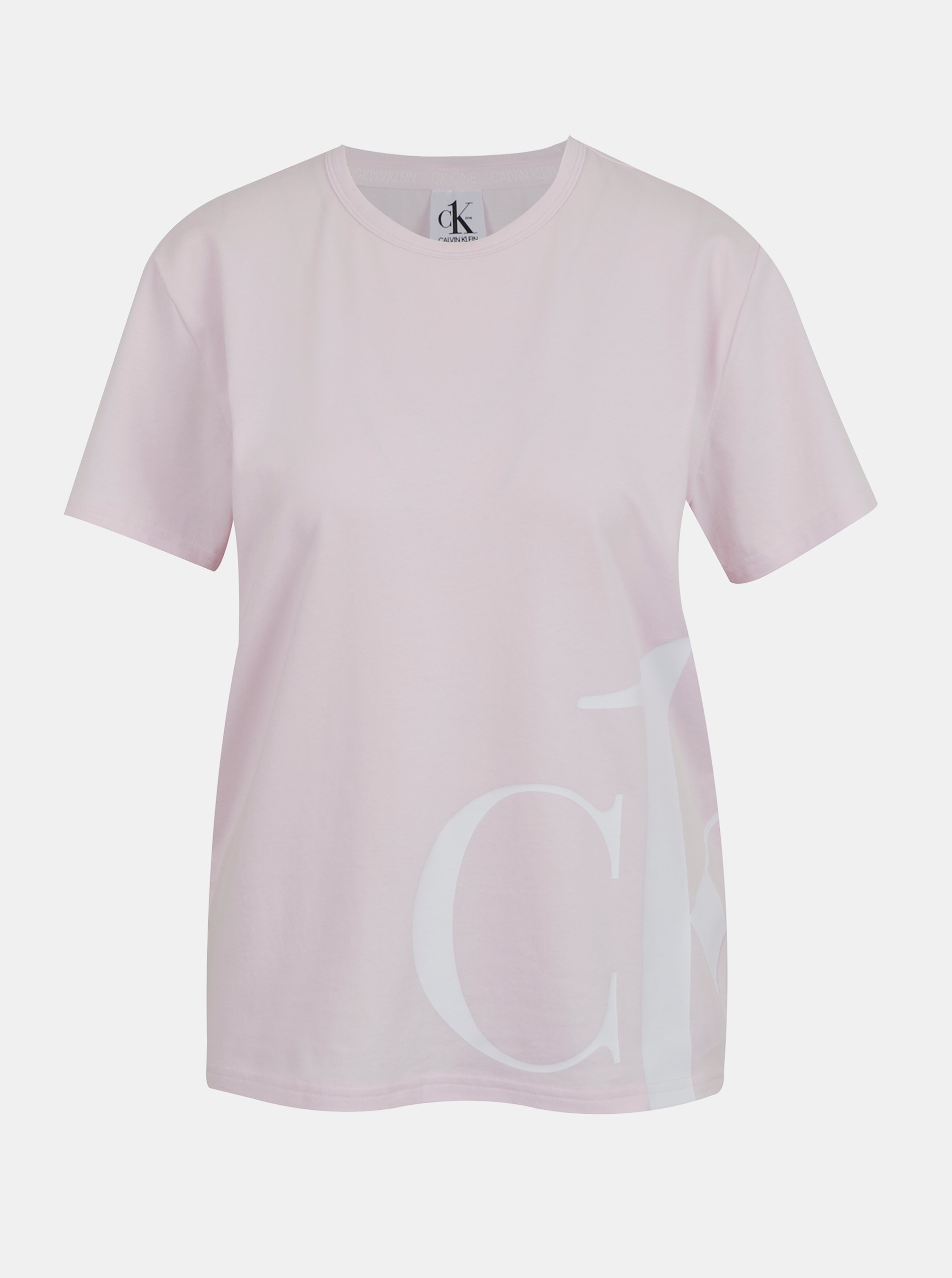Fotografie Růžové dámské tričko s potiskem Calvin Klein S/S Crew Neck